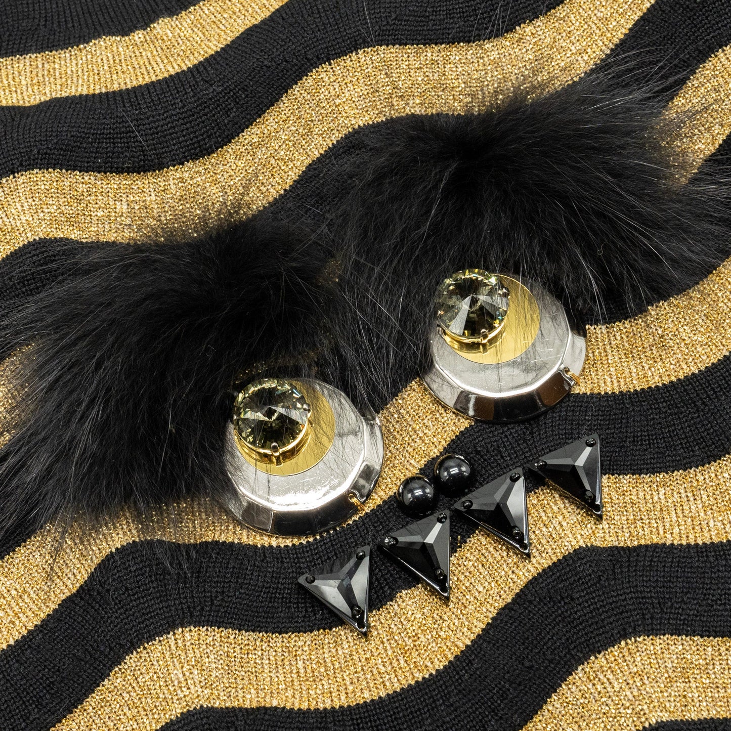 Fendi size IT38 Monster knitwear / sweater Wool black / gold