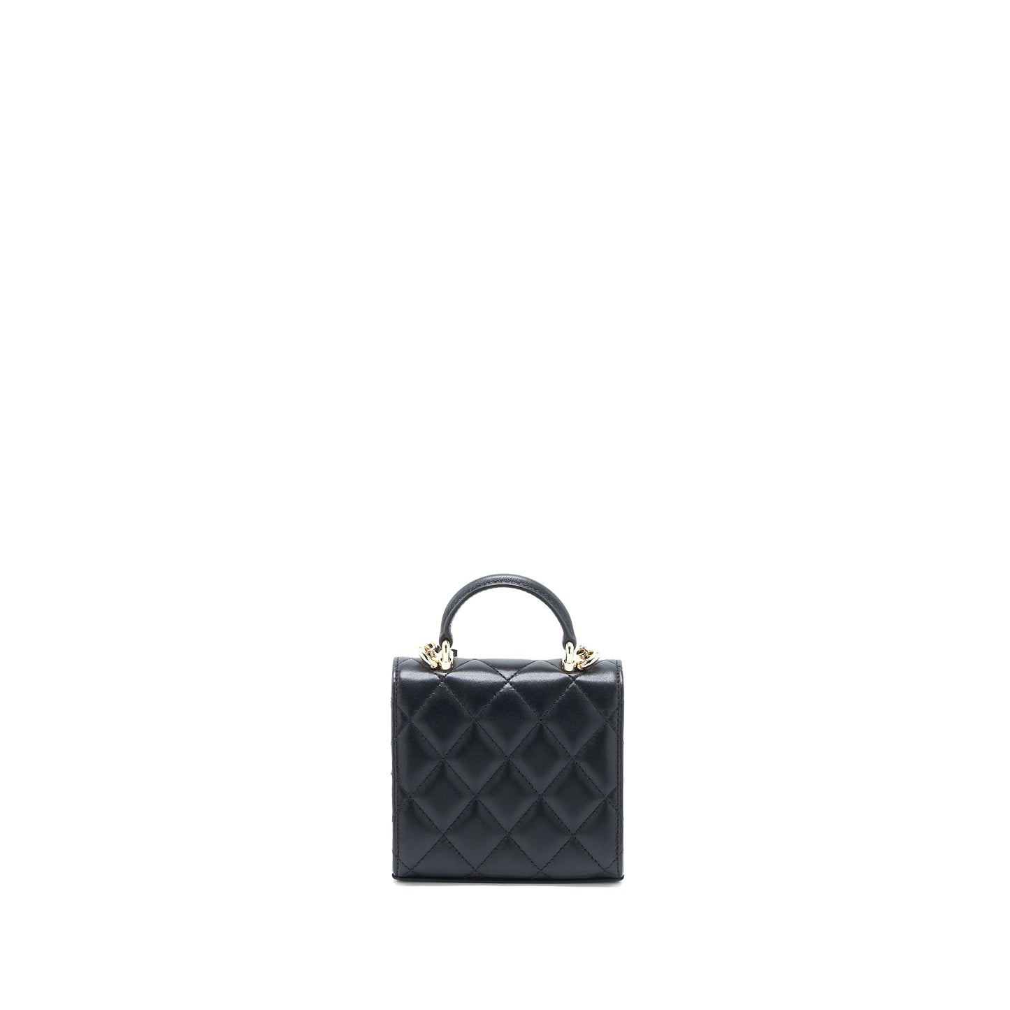 Chanel Top Handle Mini Flap Chain Bag Lambskin Black LGHW