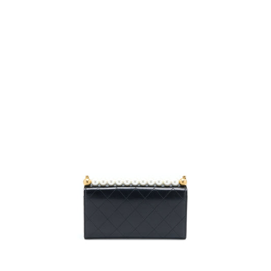 Chanel Pearl Flap Wallet on Chain Goatskin Black GHW