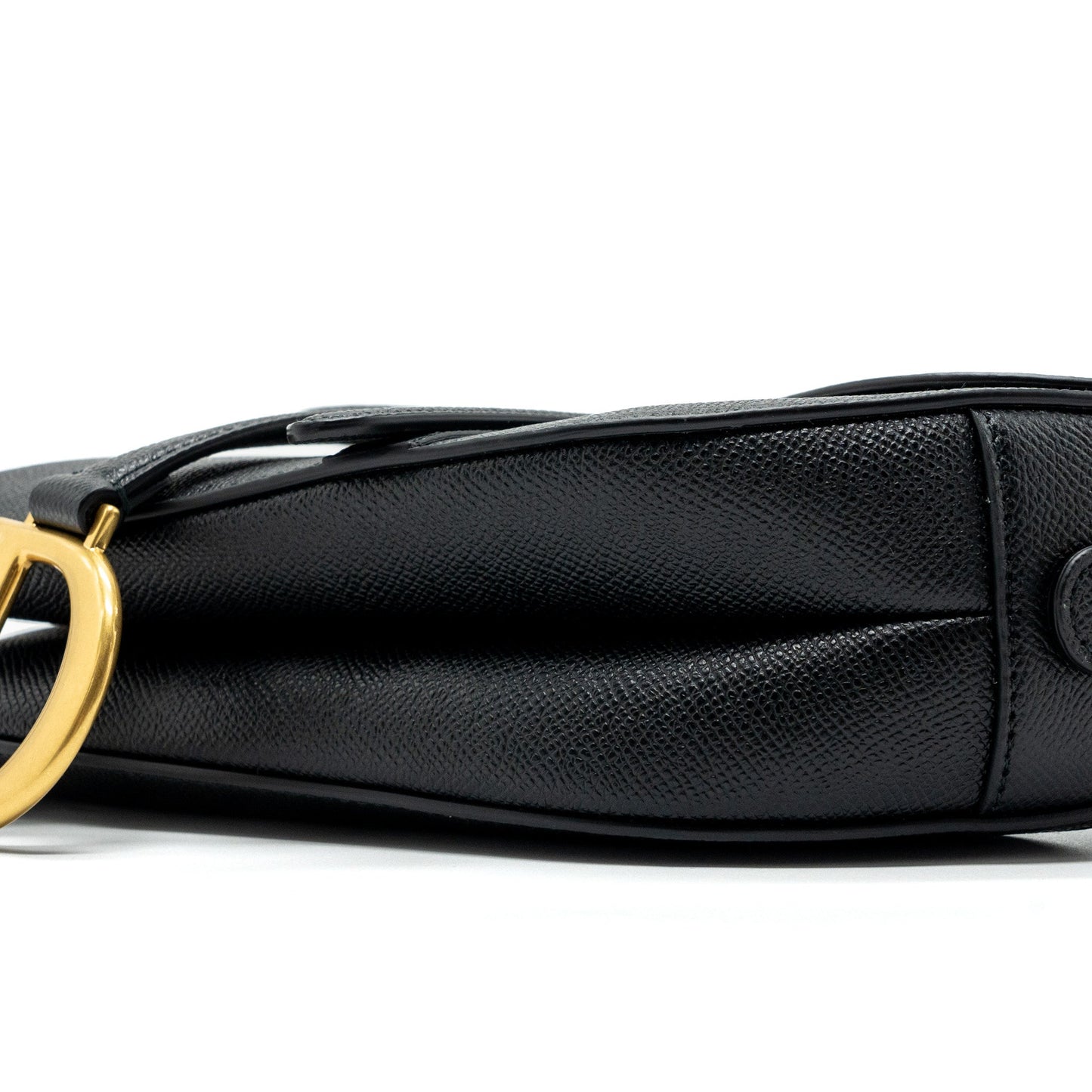 Dior medium saddle bag with strap grained calfskin black GHW