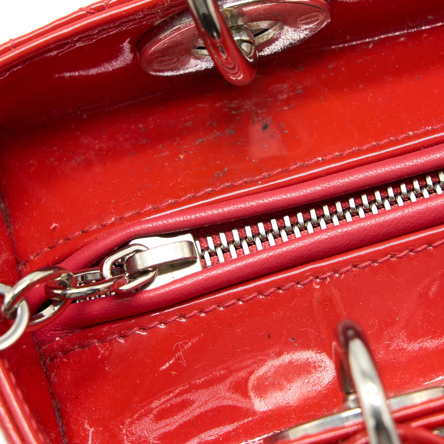 Dior Medium Lady Dior Patent Coral SHW