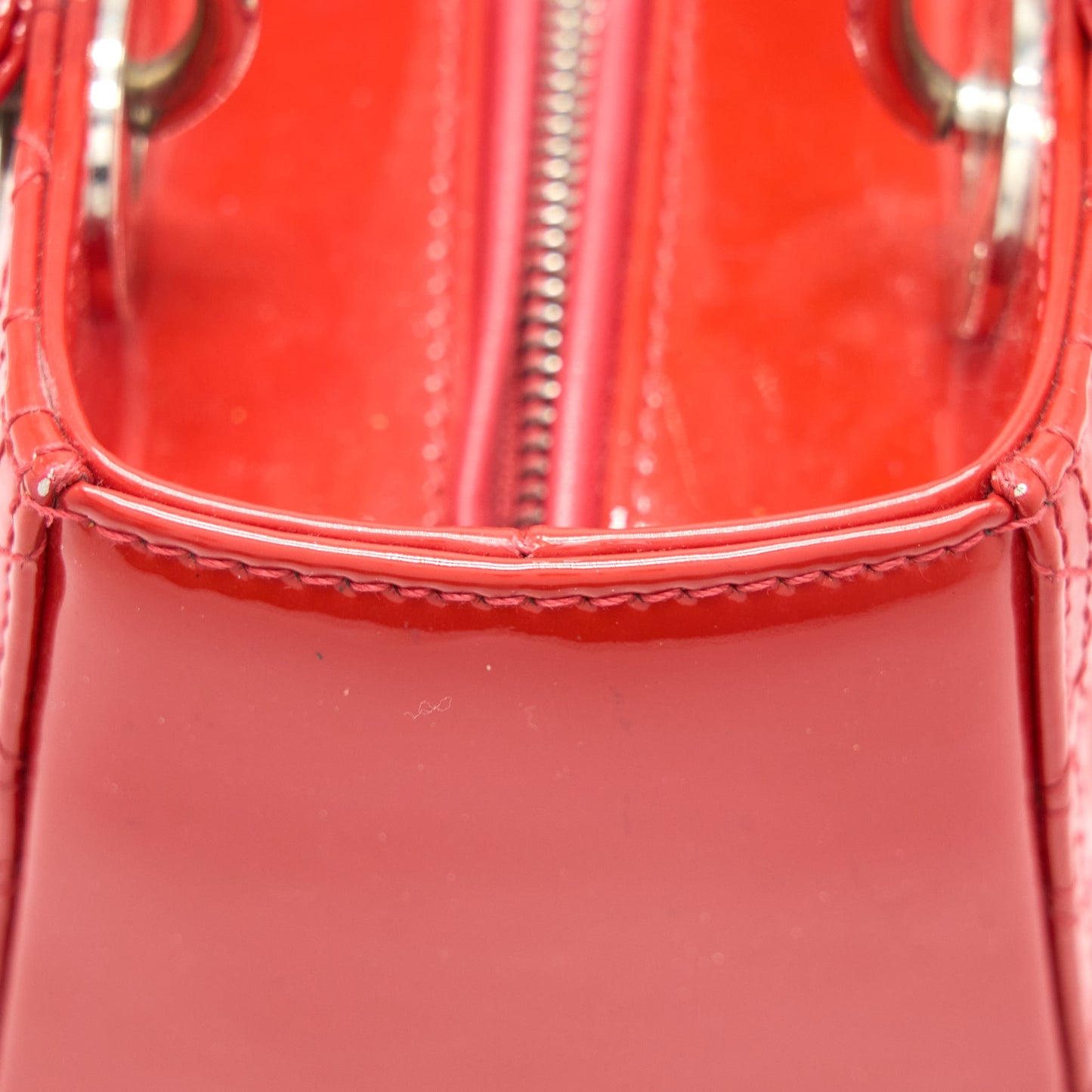 Dior Medium Lady Dior Patent Coral SHW