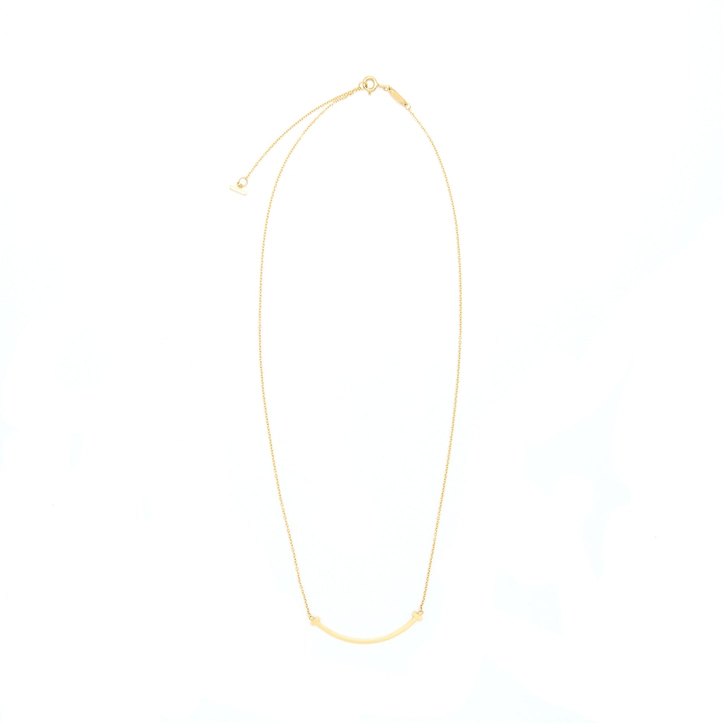 Tiffany Small T Smile Pendant Necklace Yellow Gold