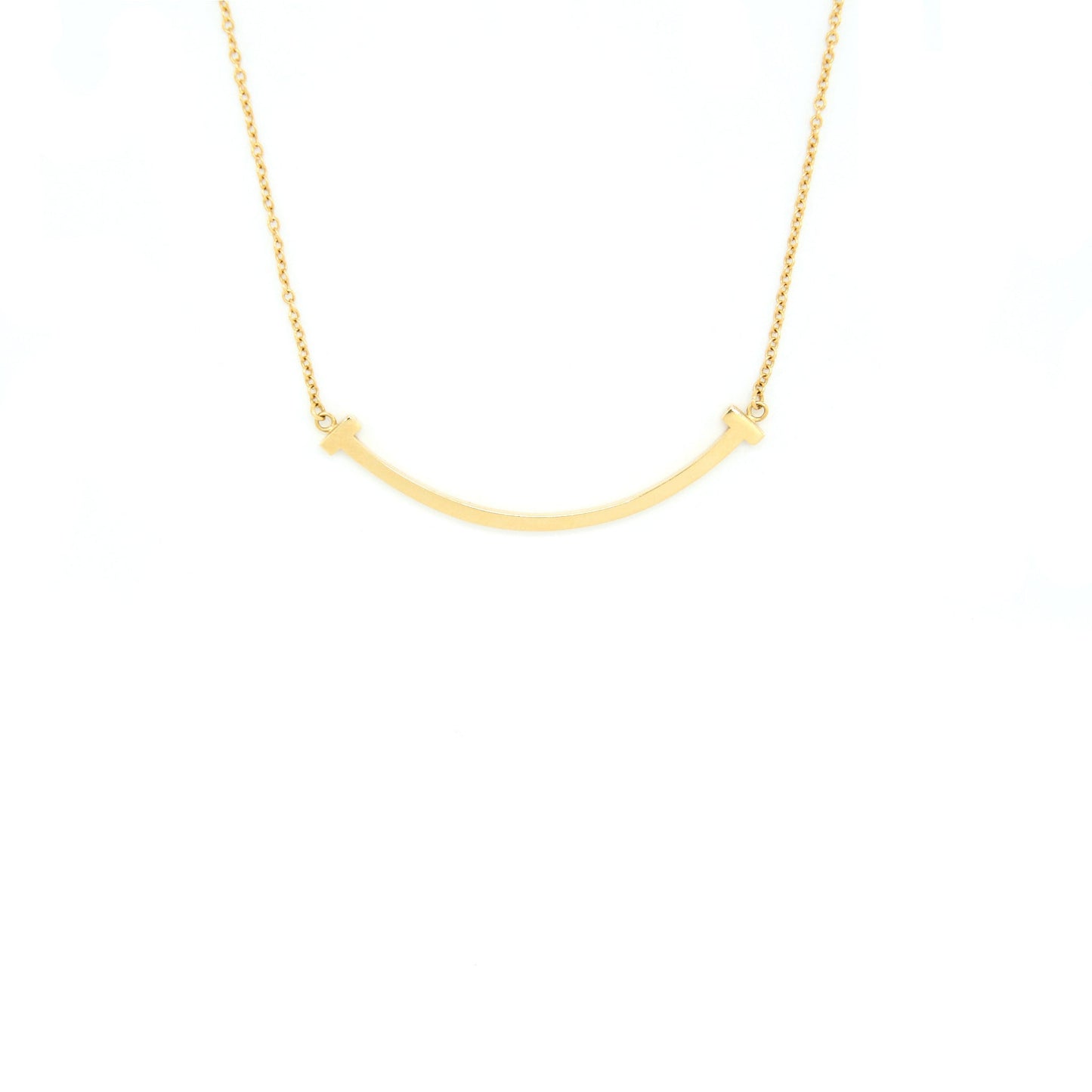 Tiffany Small T Smile Pendant Necklace Yellow Gold
