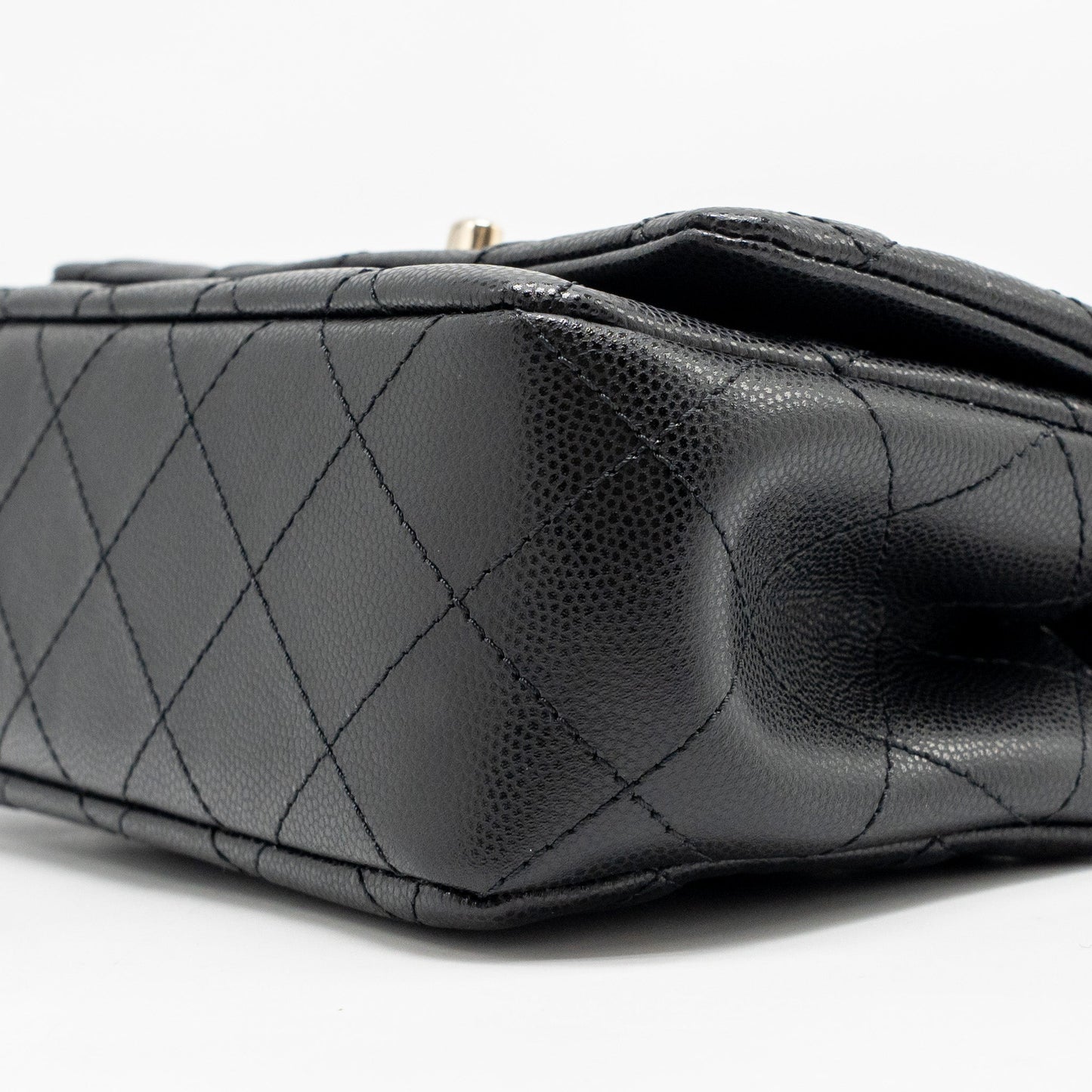Chanel 25S Mini Coco Crush Handle Bag Caviar Black LGHW (Microchip)