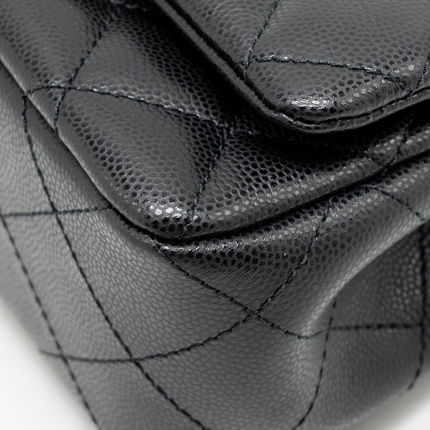 Chanel 25S Mini Coco Crush Handle Bag Caviar Black LGHW (Microchip)