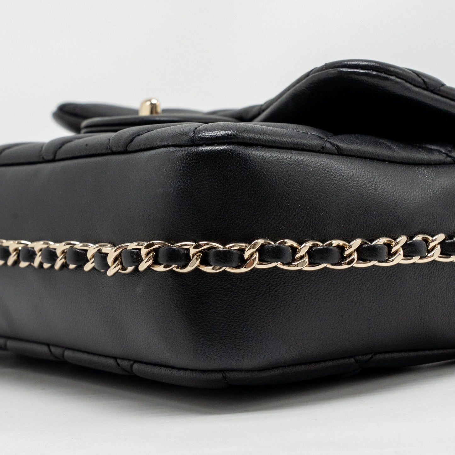 Chanel Quilted Flap Bag with Pearl Detailed Chain Lambskin Black LGHW