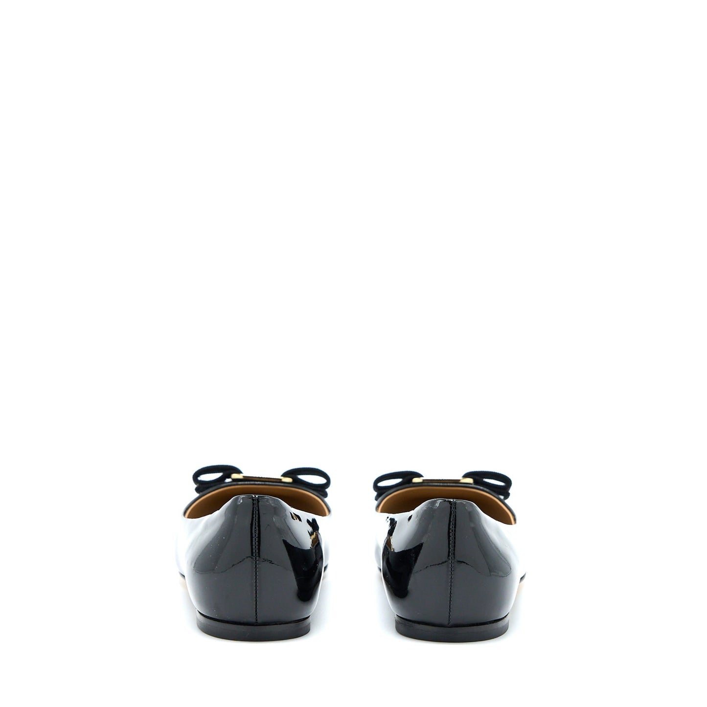 Salvatore Ferragamo Size 5D Varuna Ballet Flats Patent Black GHW