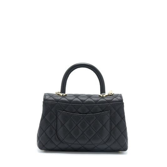 Chanel Small Coco Handle Caviar Black LGHW (Microchip)