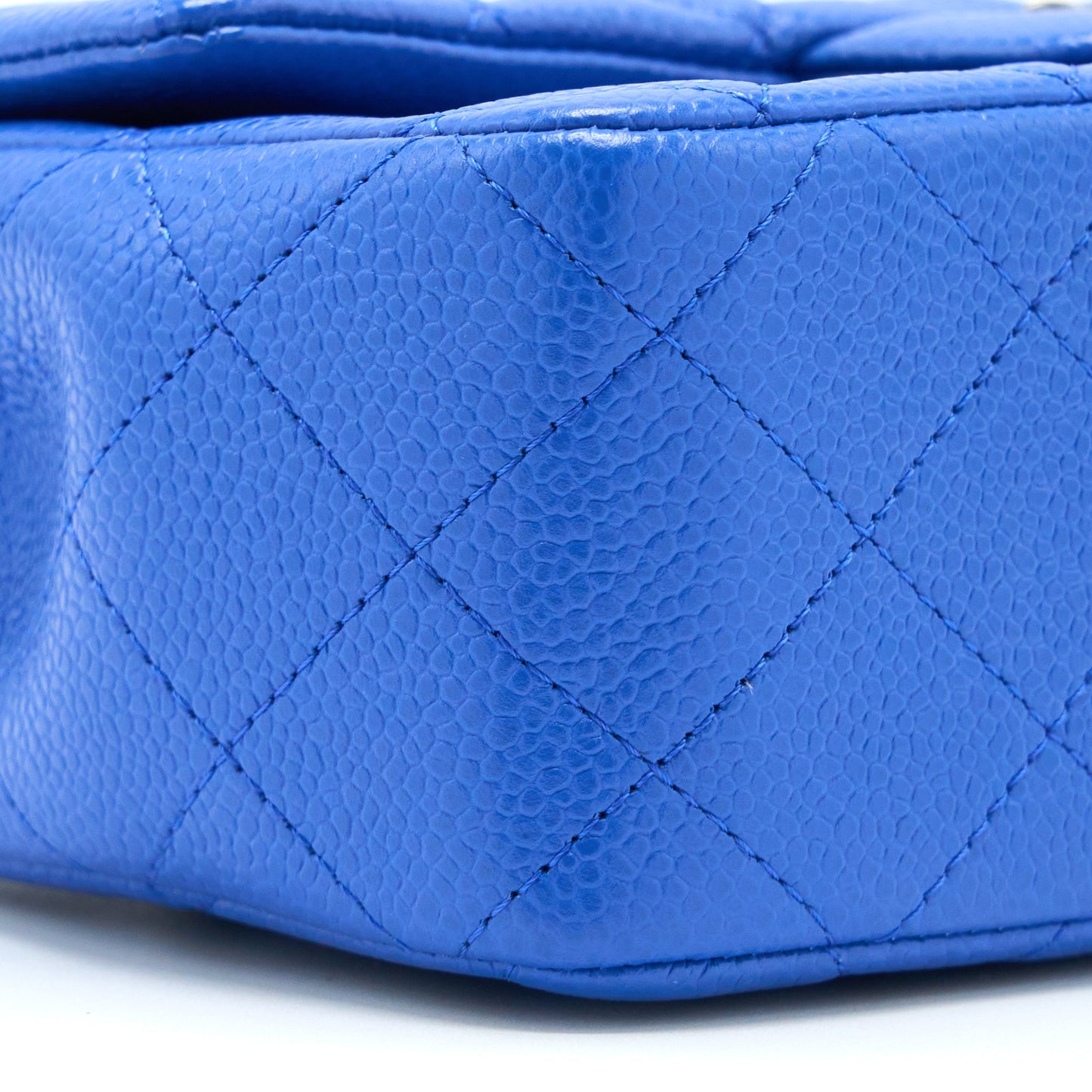 Chanel Mini Rectangular Flap Bag Caviar Blue Ruthenium Hardware