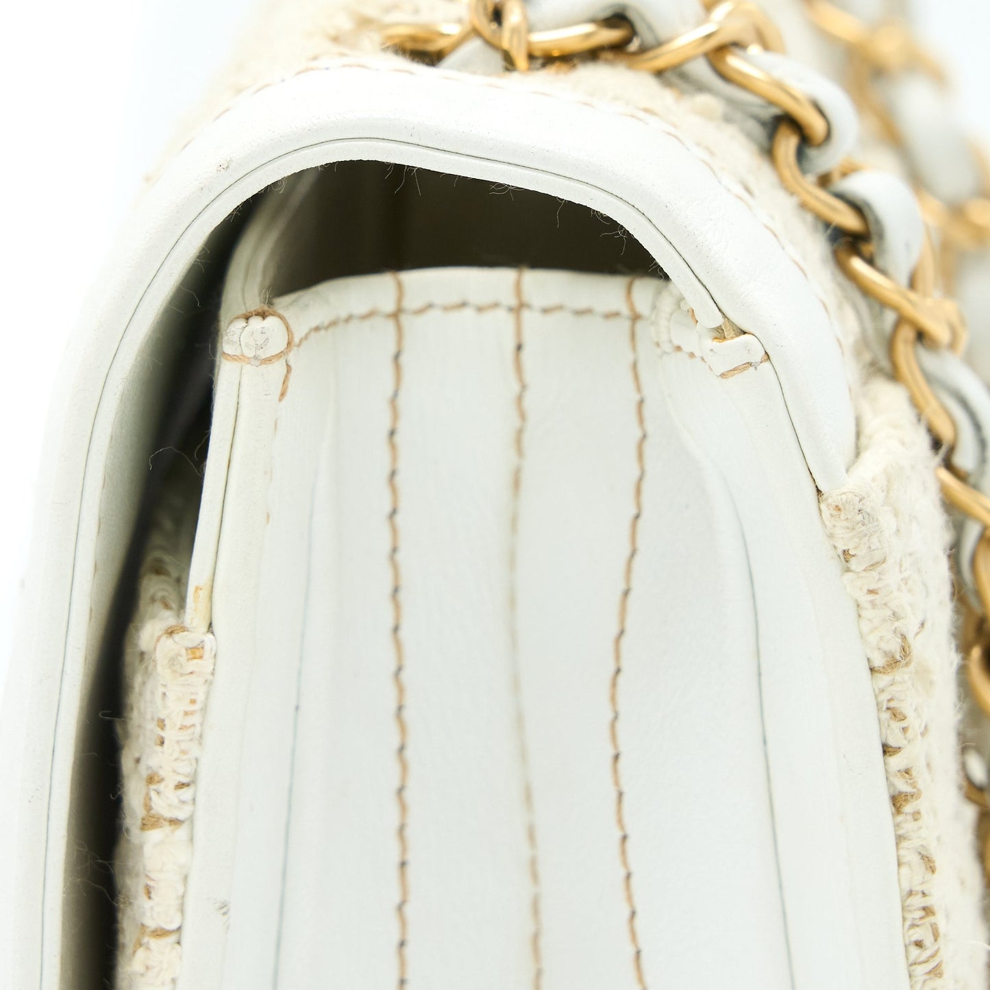 Chanel Vintage Flap Bag Tweed / Leather White GHW