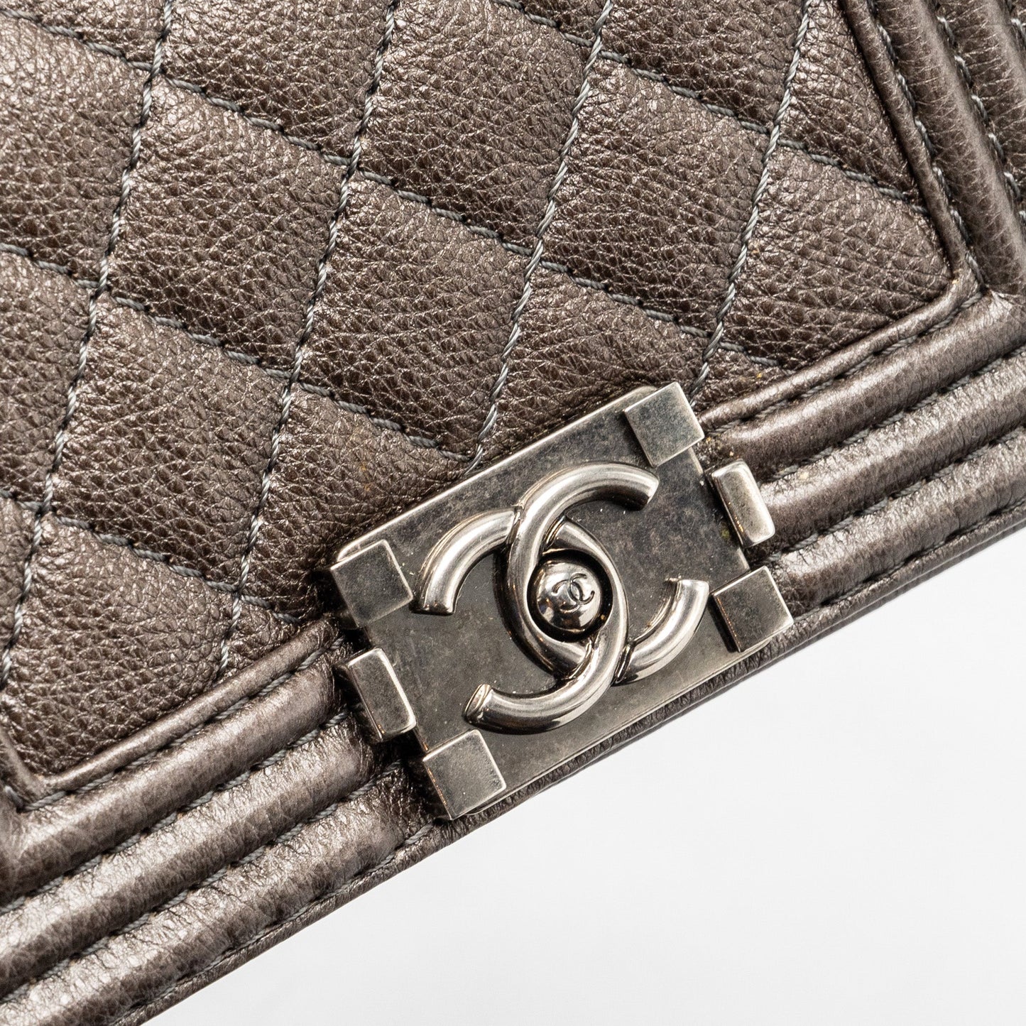 Chanel Super Mini Boy bag grained calfskin bronze ruthenium hardware