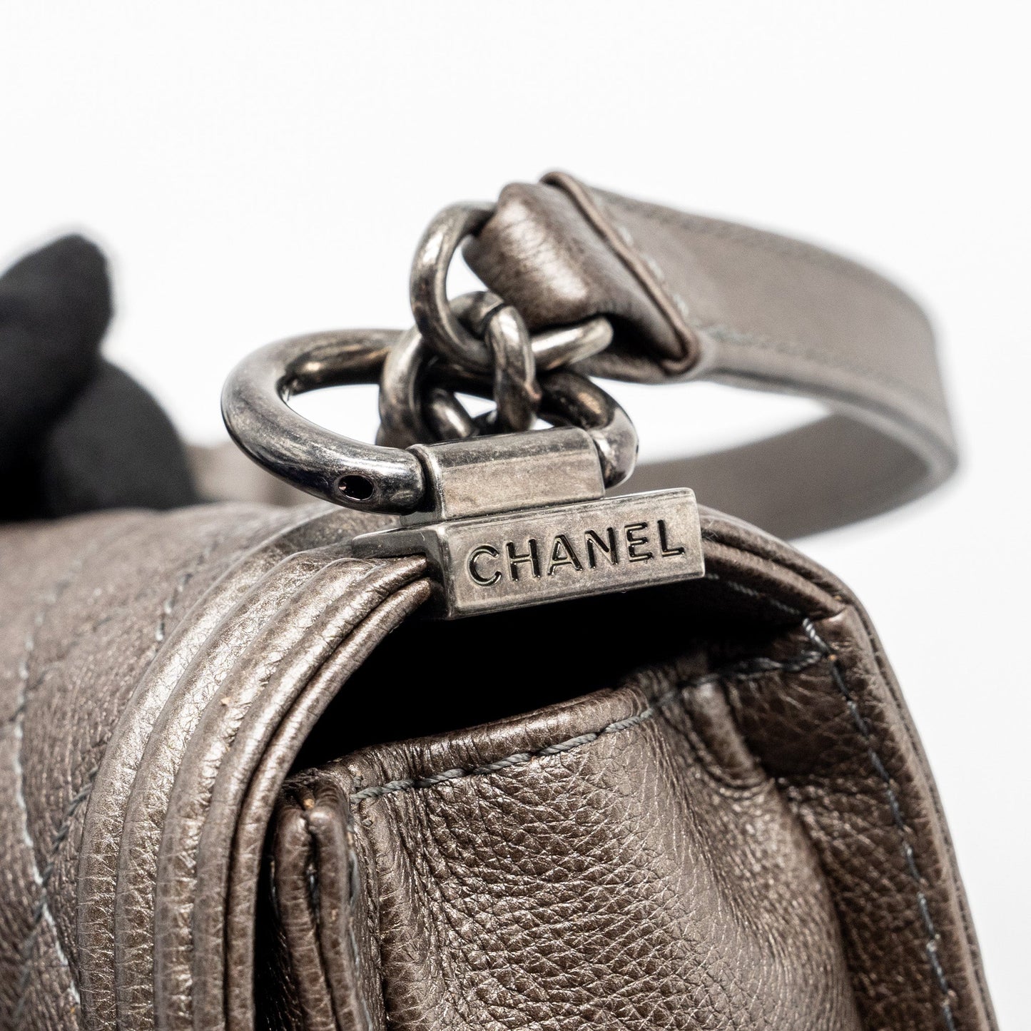 Chanel Super Mini Boy bag grained calfskin bronze ruthenium hardware