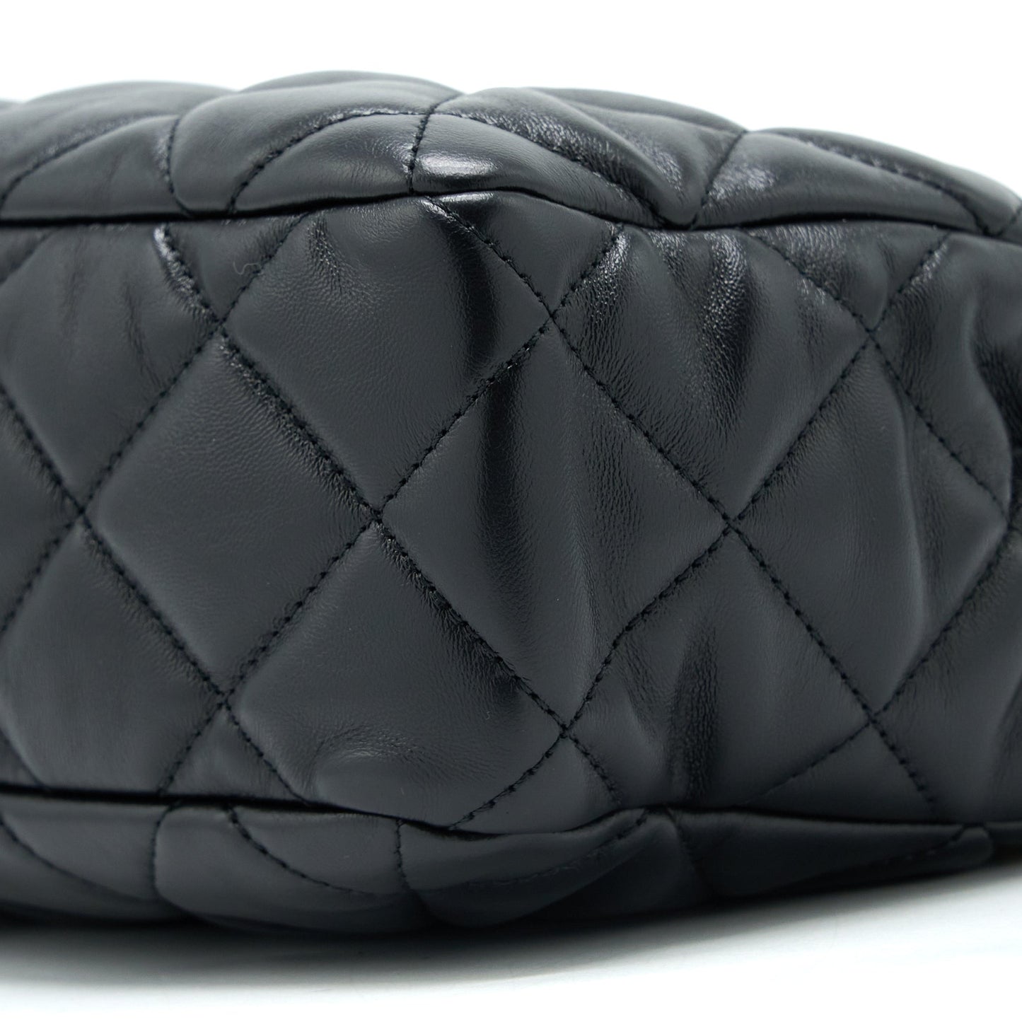 Chanel Seasonal Tote Bag Lambskin Black Brushed GHW(Microchip)
