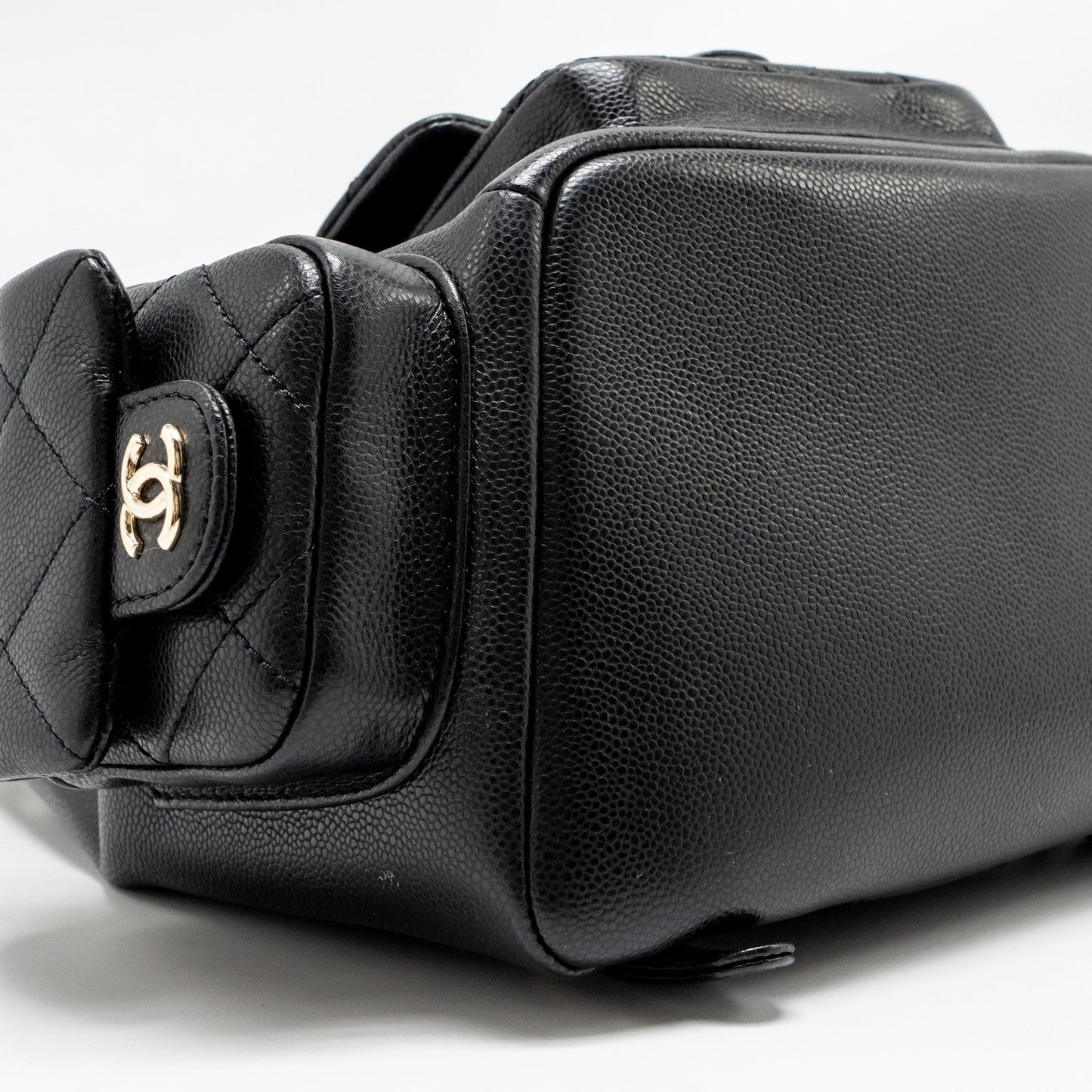 Chanel Triple Pocket Backpack Caviar Black LGHW (Microchip)