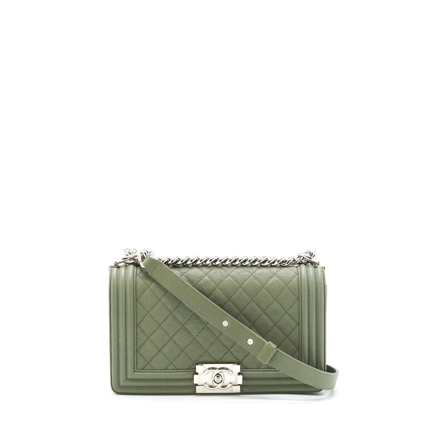 Chanel Medium Boy Bag Caviar Light Green LGHW