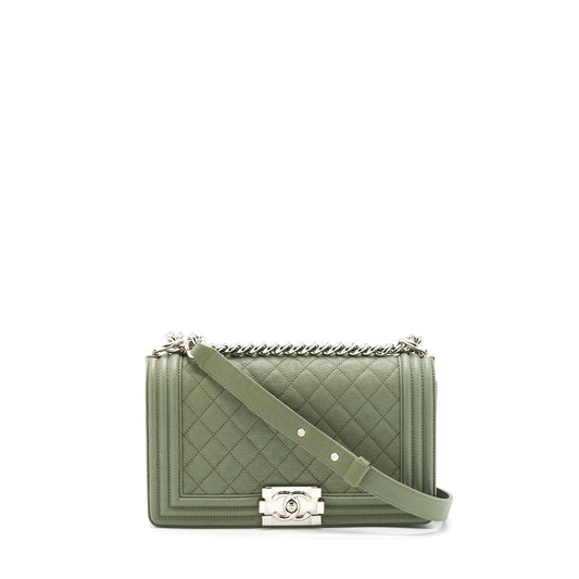 Chanel Medium Boy Bag Caviar Light Green LGHW