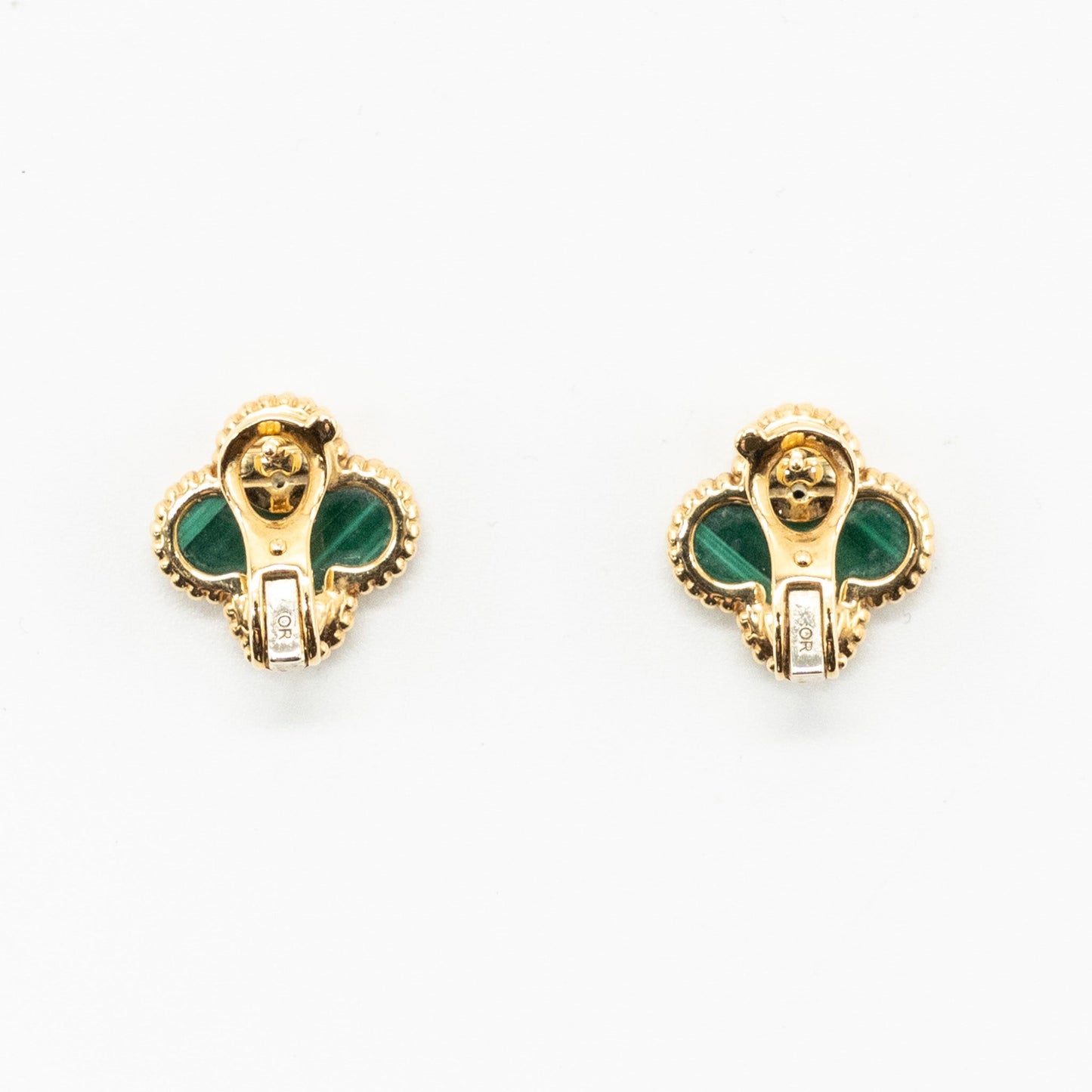 Van Cleef & Arpels Vintage Alhambra Earrings Malachite Yellow Gold