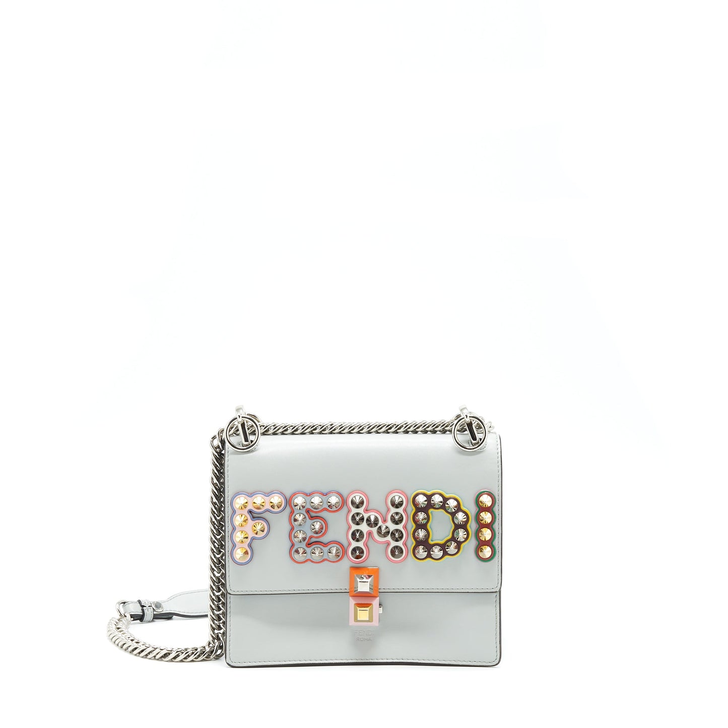 Fendi Kan I Studded Shoulder Bag Light Blue/Multicolour SHW