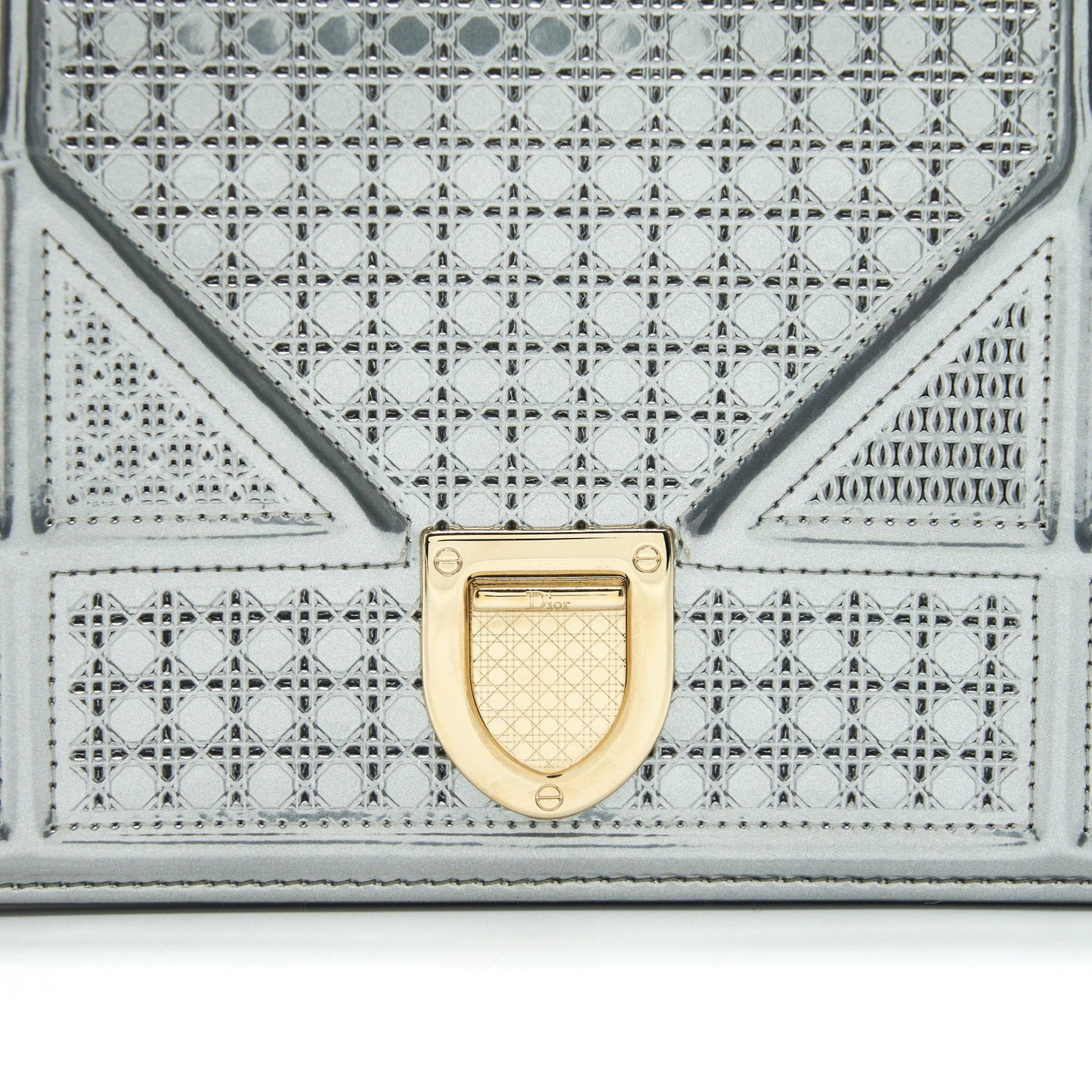 DIOR DIORAMA WALLET ON CHAIN IN METALLIC SILVER GHW