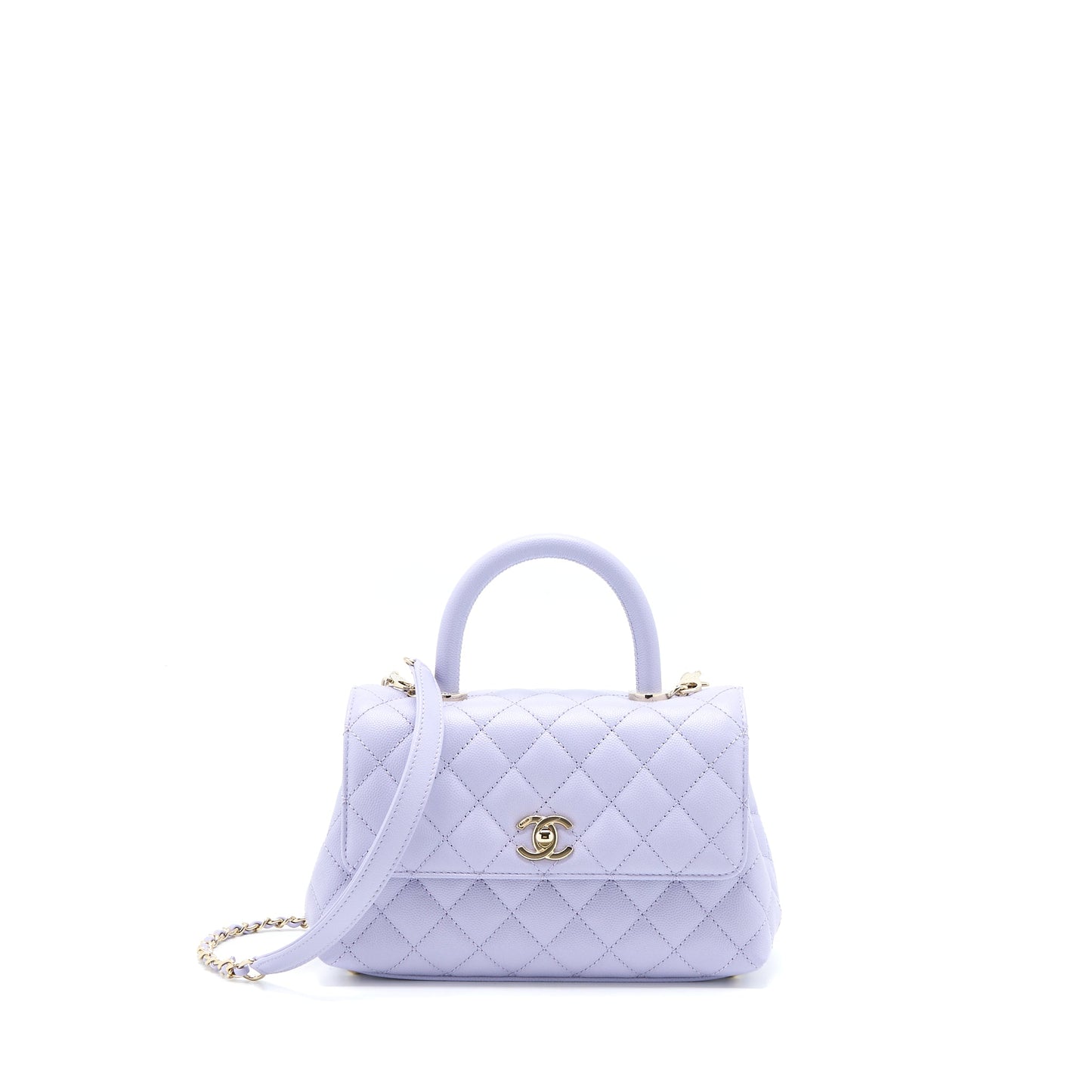 Chanel Small Coco Handle Caviar Lavender Purple LGHW (Microchip)