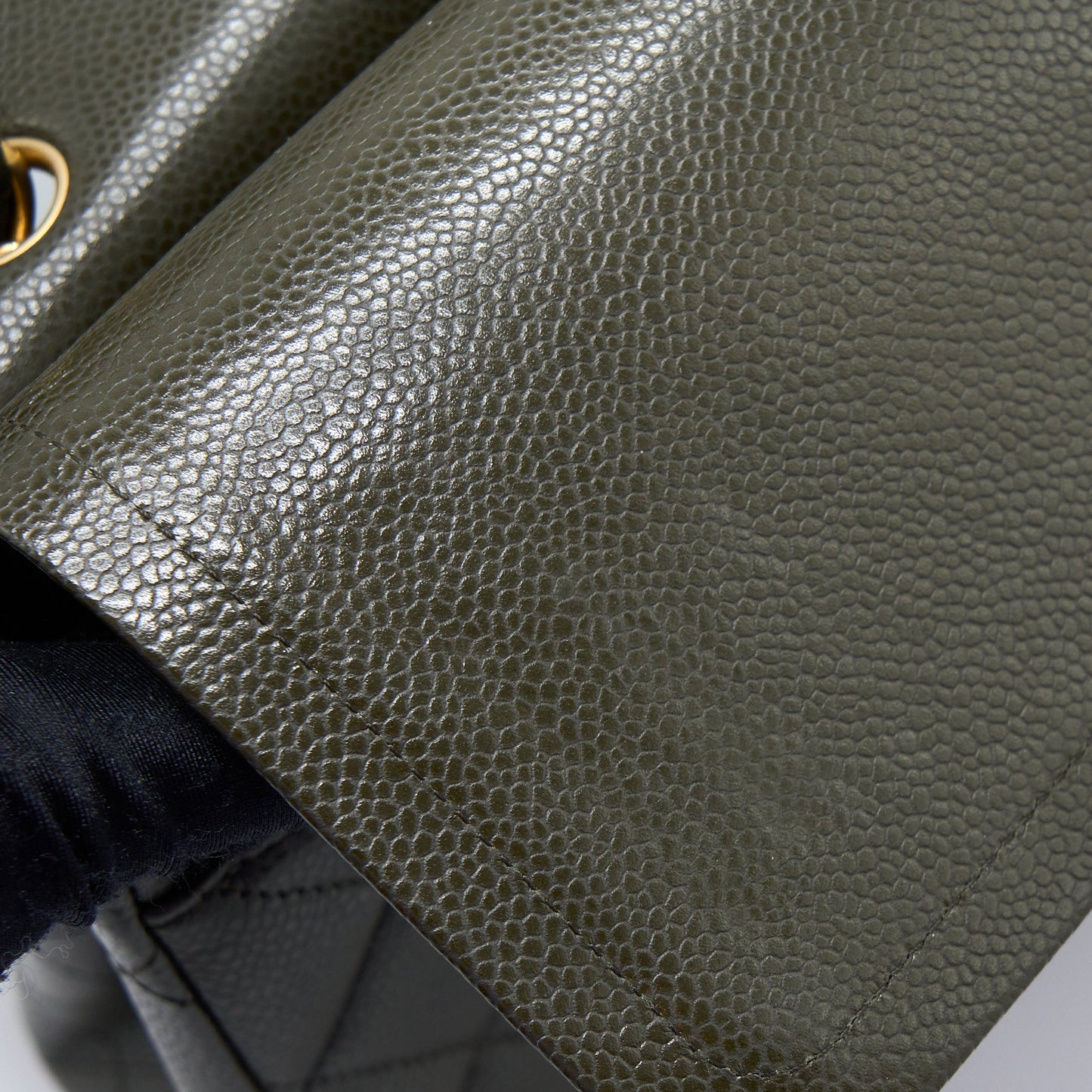 Chanel Maxi Classic Double Flap Bag Caviar Olive Green Brushed GHW