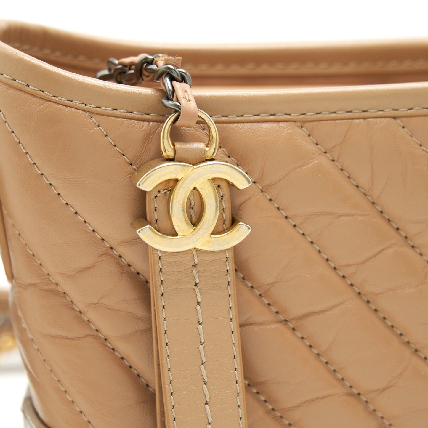 Chanel Gabrielle Hobo Small in Chevron Beige