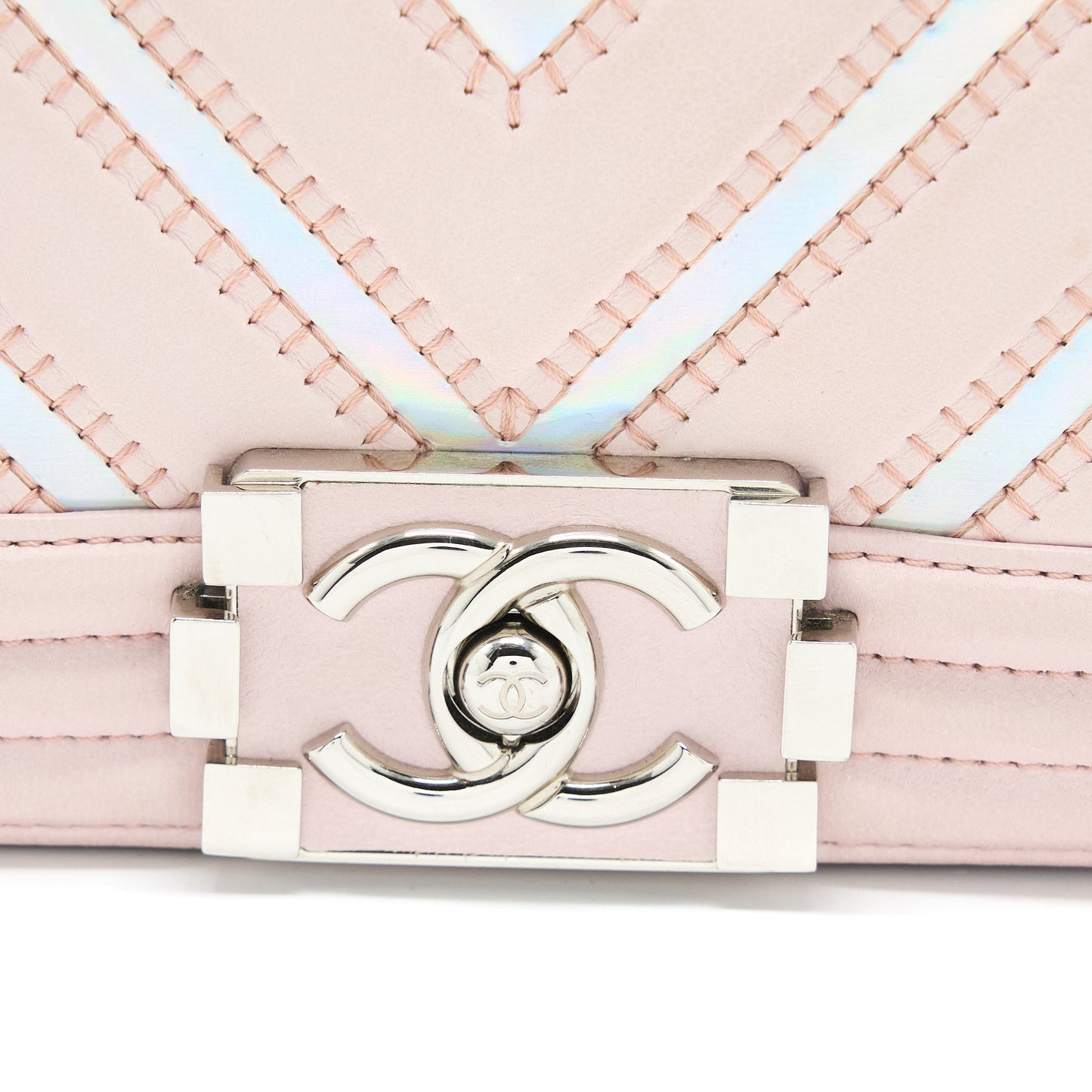 Chanel Chevron Small Boy Bag Limited Edition Lambskin Light Pink SHW