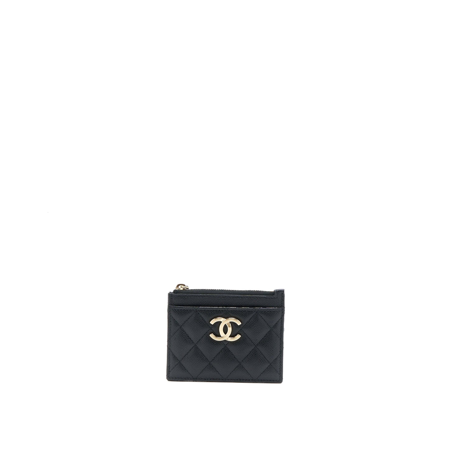 Chanel 23C Zipper Card Holder Caviar Black LGHW (Microchip)