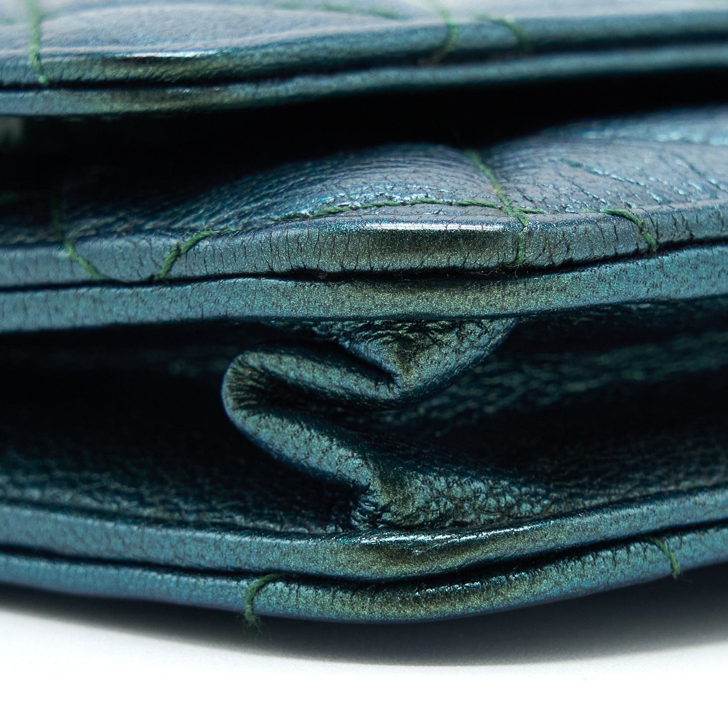 Chanel Classic Wallet on Chain Goatskin Iridescent Green Rainbow Hardware
