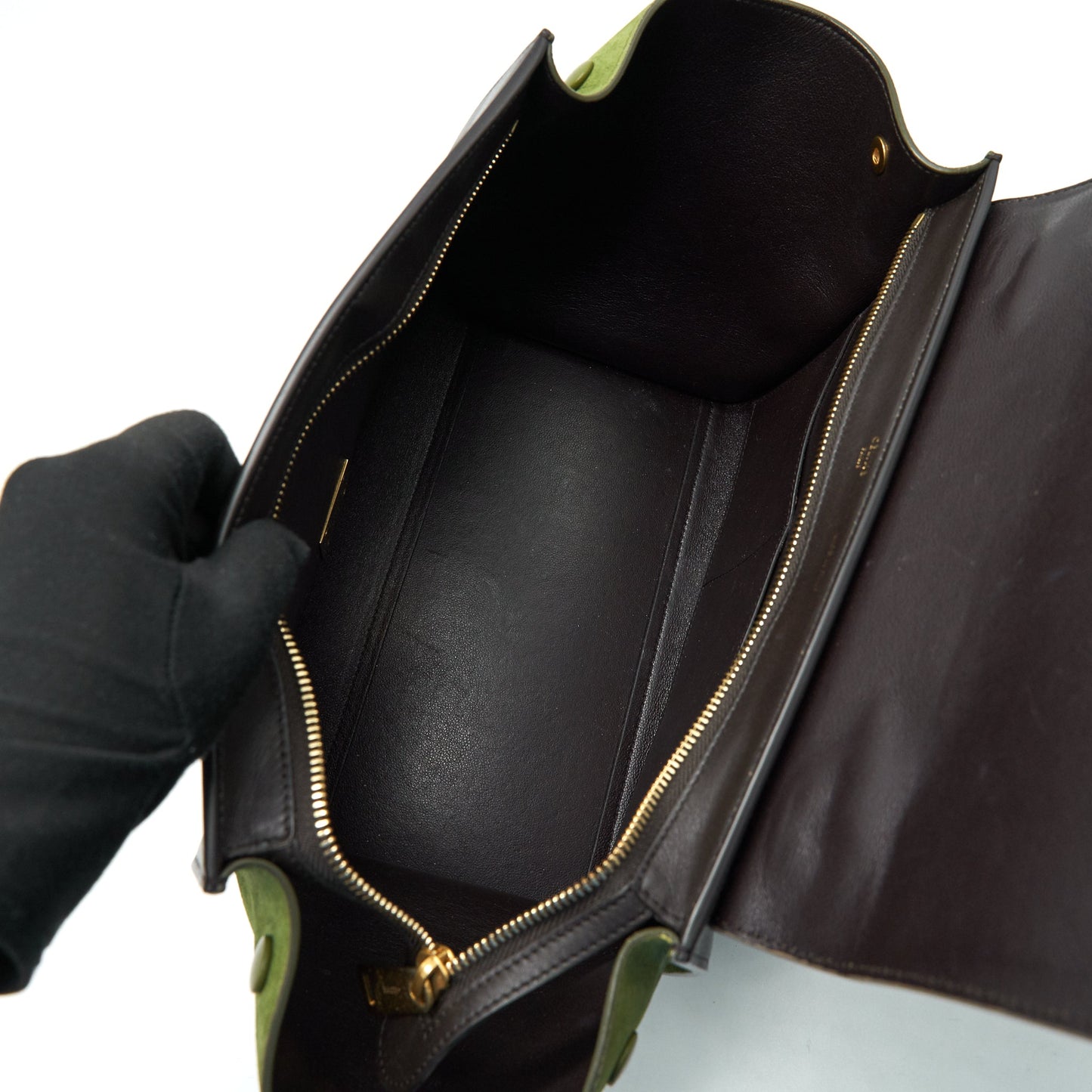 CELINE SMALL TRAPEZE BAG MULTI COLOR BEIGE/ BURGUNDY/ GREEN