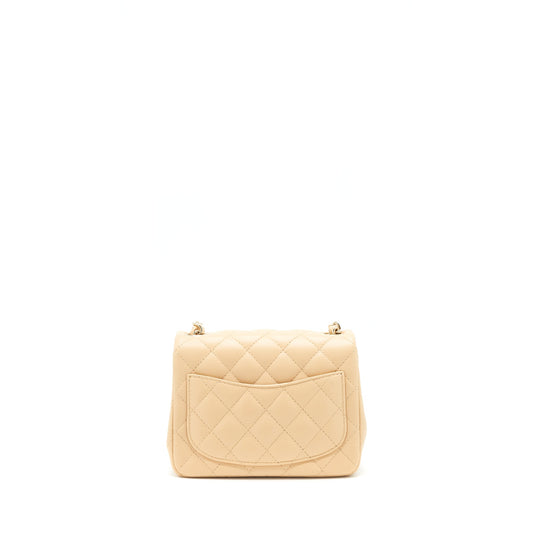 Chanel 22C Mini square flap Bag Lambskin beige LGHW(Microchip)