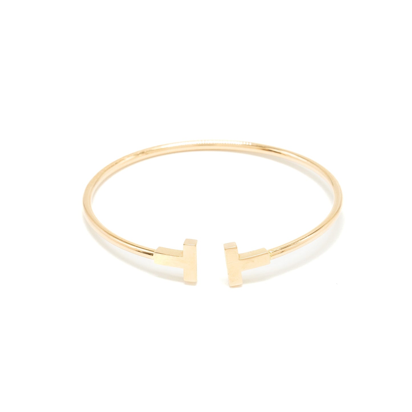 TIFFANY T Size Medium Narrow Wire Bracelet 18K Rose Gold