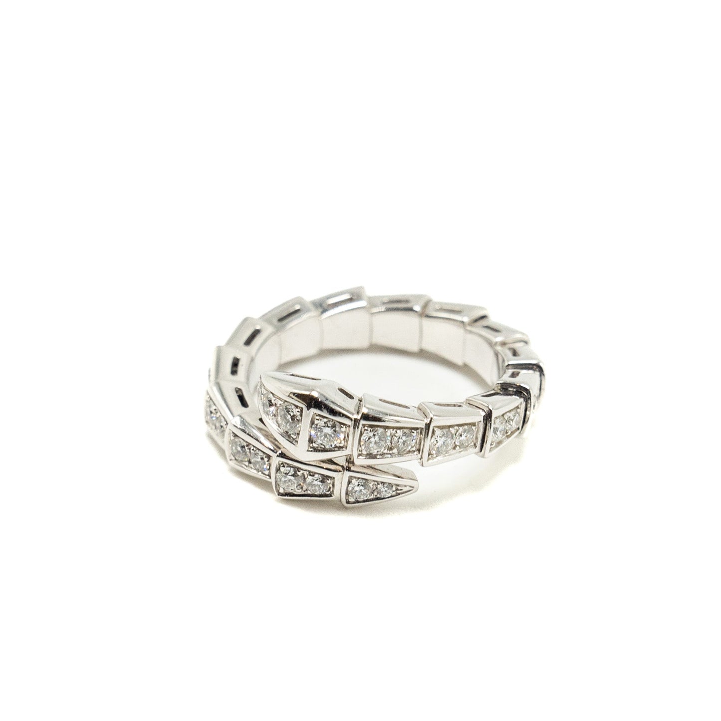 Bvlgari size S Serpenti Viper Ring 18kt white gold, diamonds