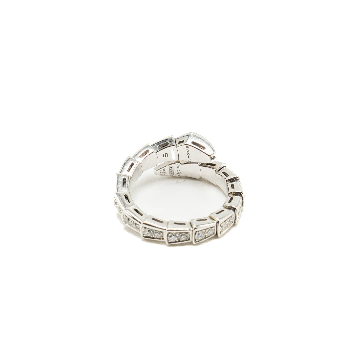 Bvlgari size S Serpenti Viper Ring 18kt white gold, diamonds