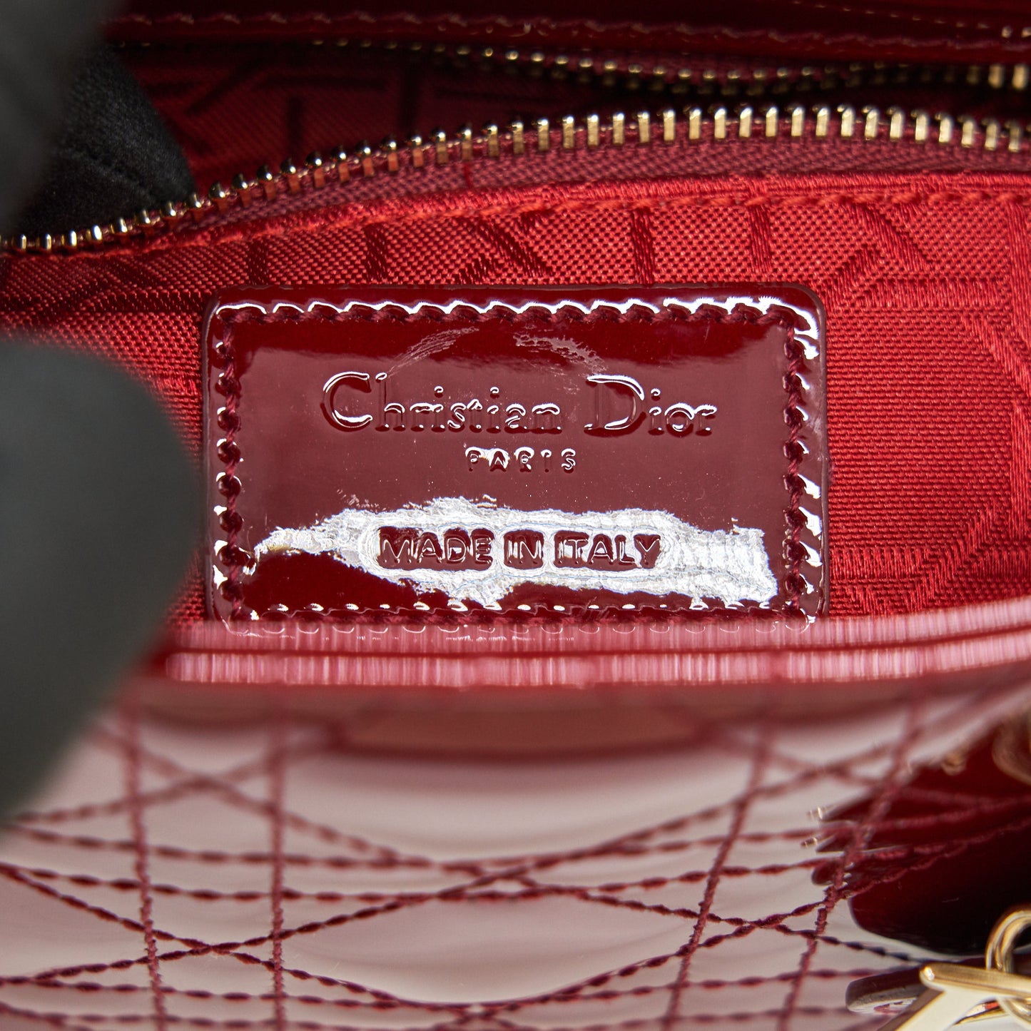 DIOR MINI LADY DIOR PATENT LEATHER IN RED