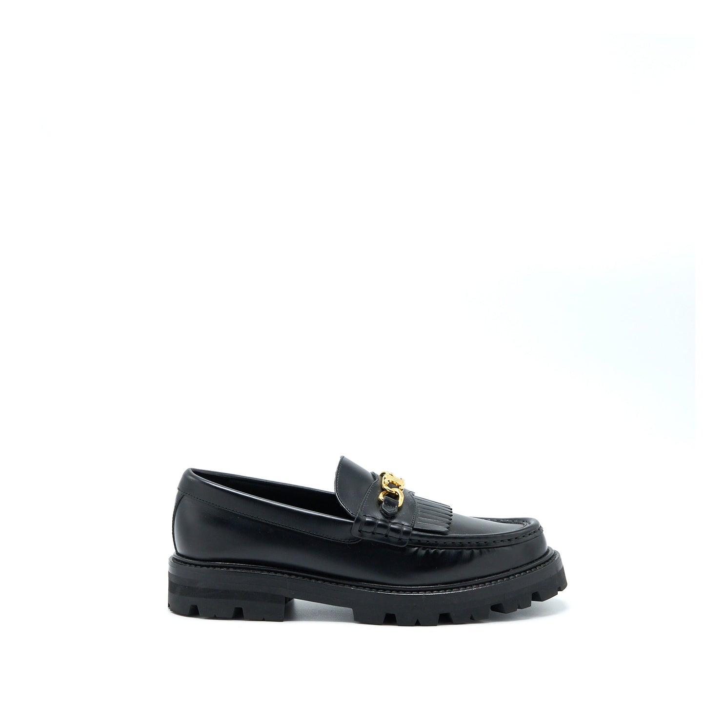 Celine Size 38 Triomphe Chunky Loafer Calfskin Black GHW