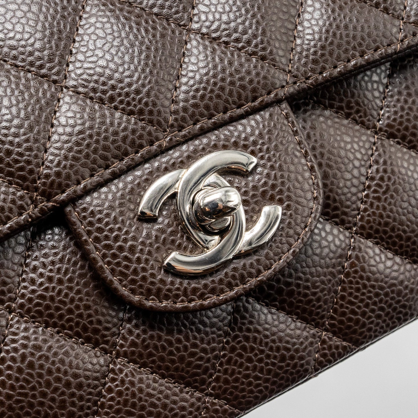 Chanel East West Classic quilted flap bag caviar chocolate SHW