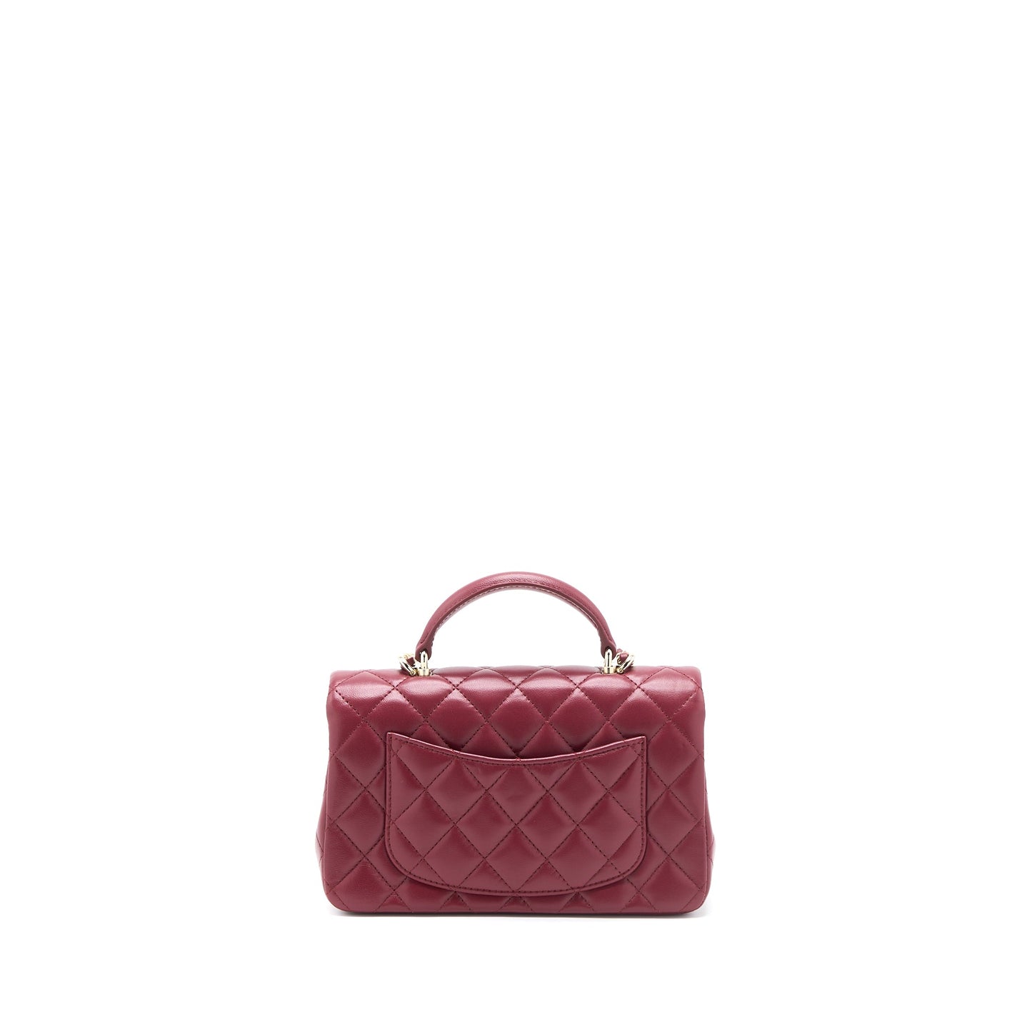 Chanel Top Handle Mini Rectangular Flap Bag Lambskin Burgundy GHW (Microchip)