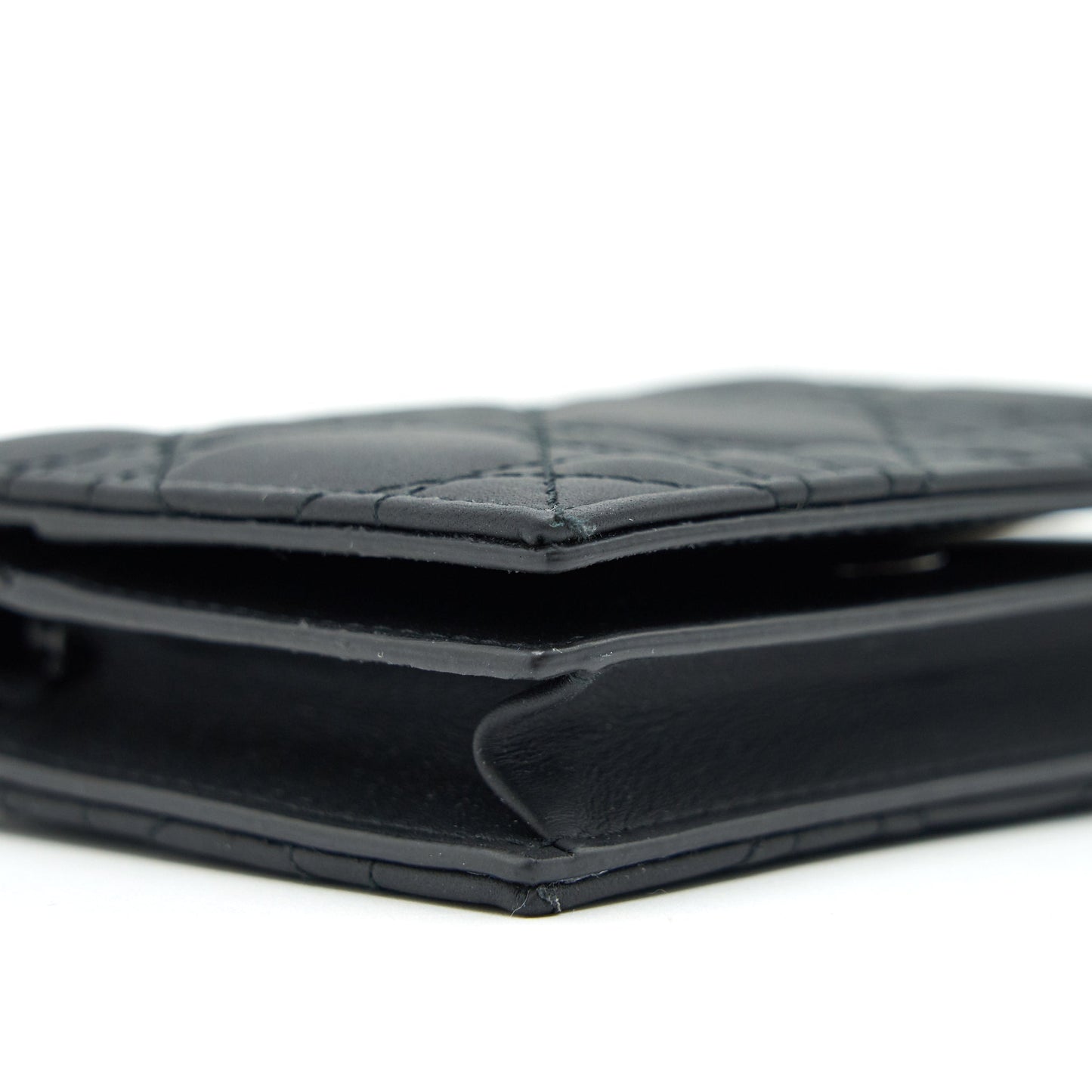 Christian Dior Ultra Matte Black Cannage Quilted Leather Lady Dior Card Holder