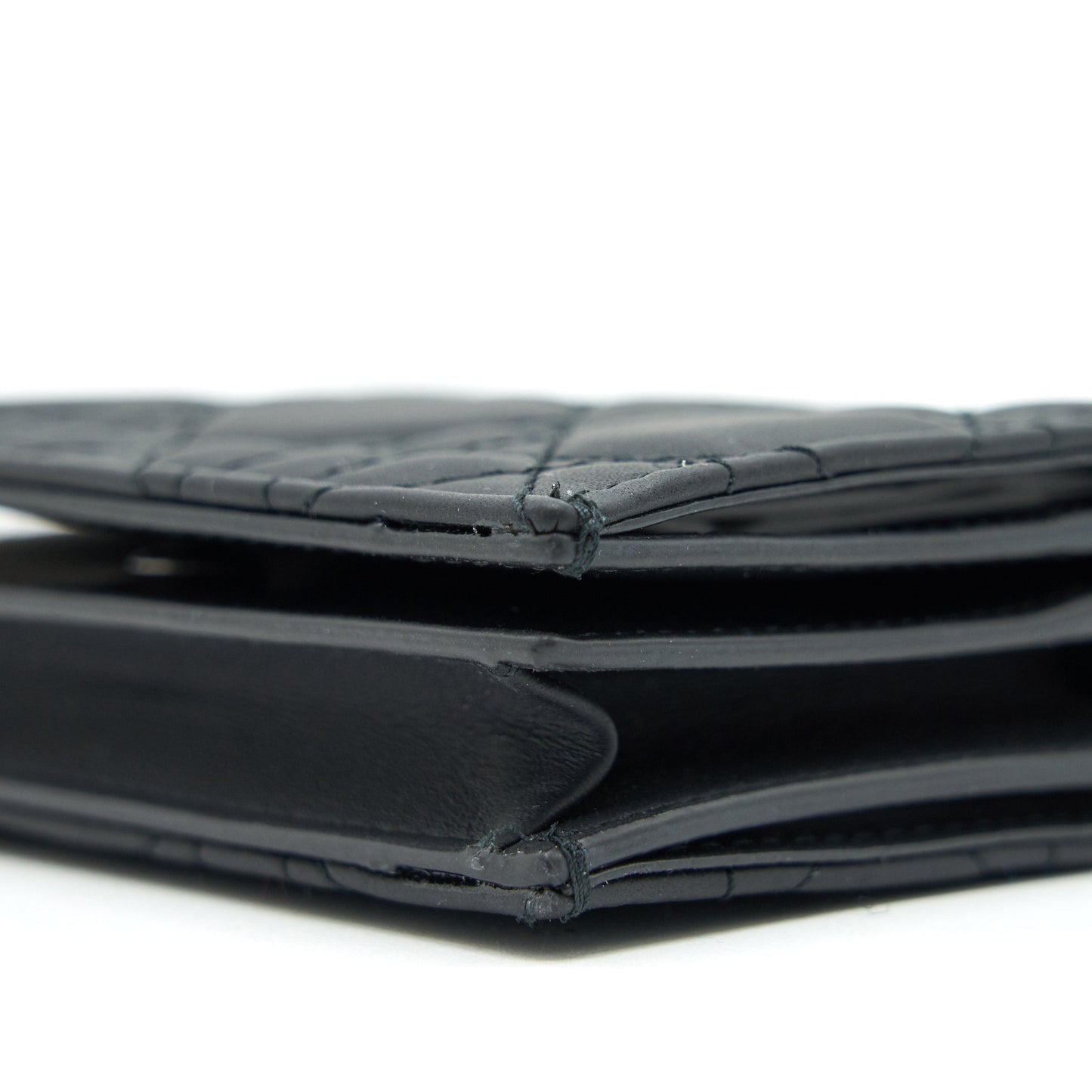 Christian Dior Ultra Matte Black Cannage Quilted Leather Lady Dior Card Holder