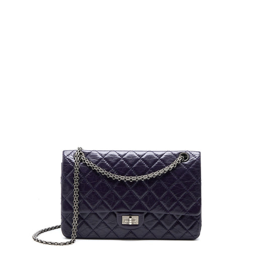 Chanel Large 2.55 Reissue Flap Bag Aged Calfskin Dark Purple Ruthenium Hardware