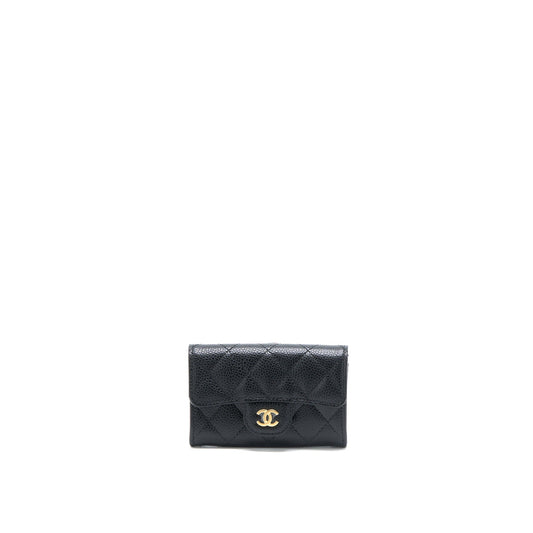 Chanel Classic Quilted Flap Card Holder Caviar Black GHW (Microchip)
