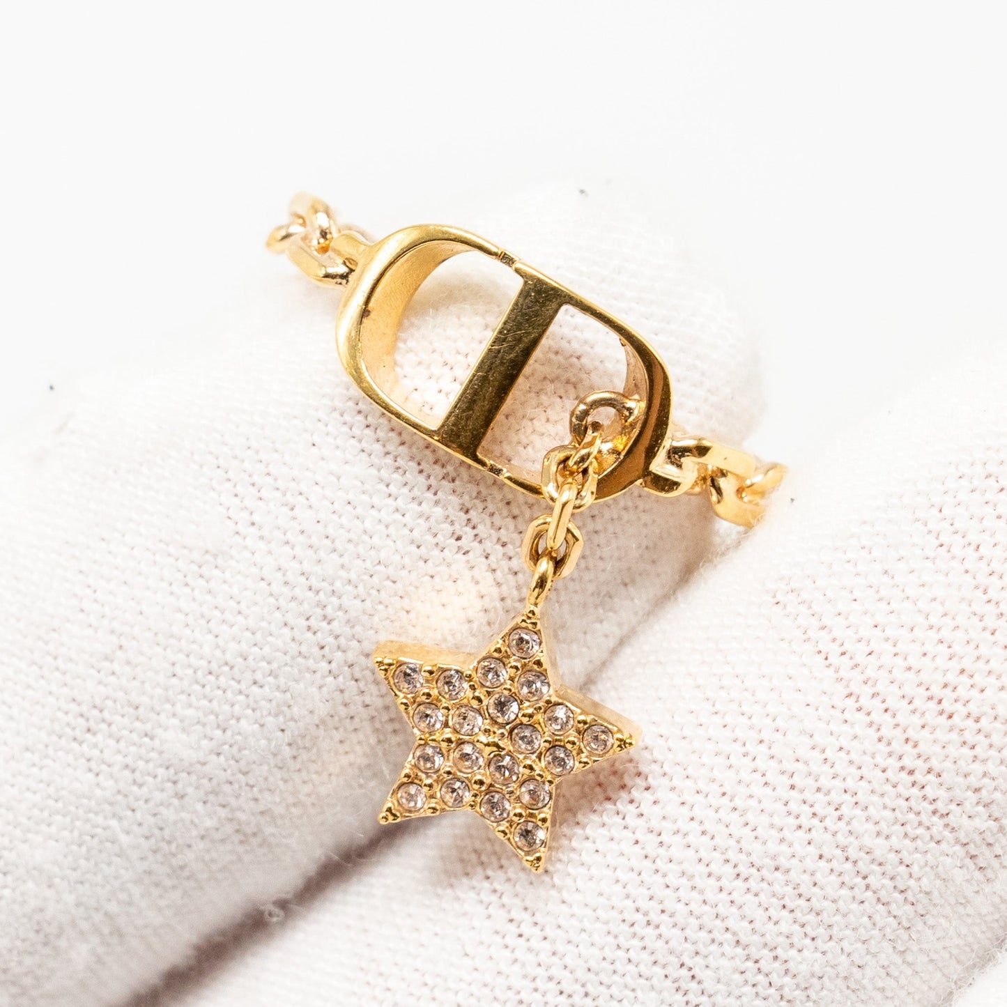 Luxury Dior Size M CD and Star Ring Crystal Gold Tone