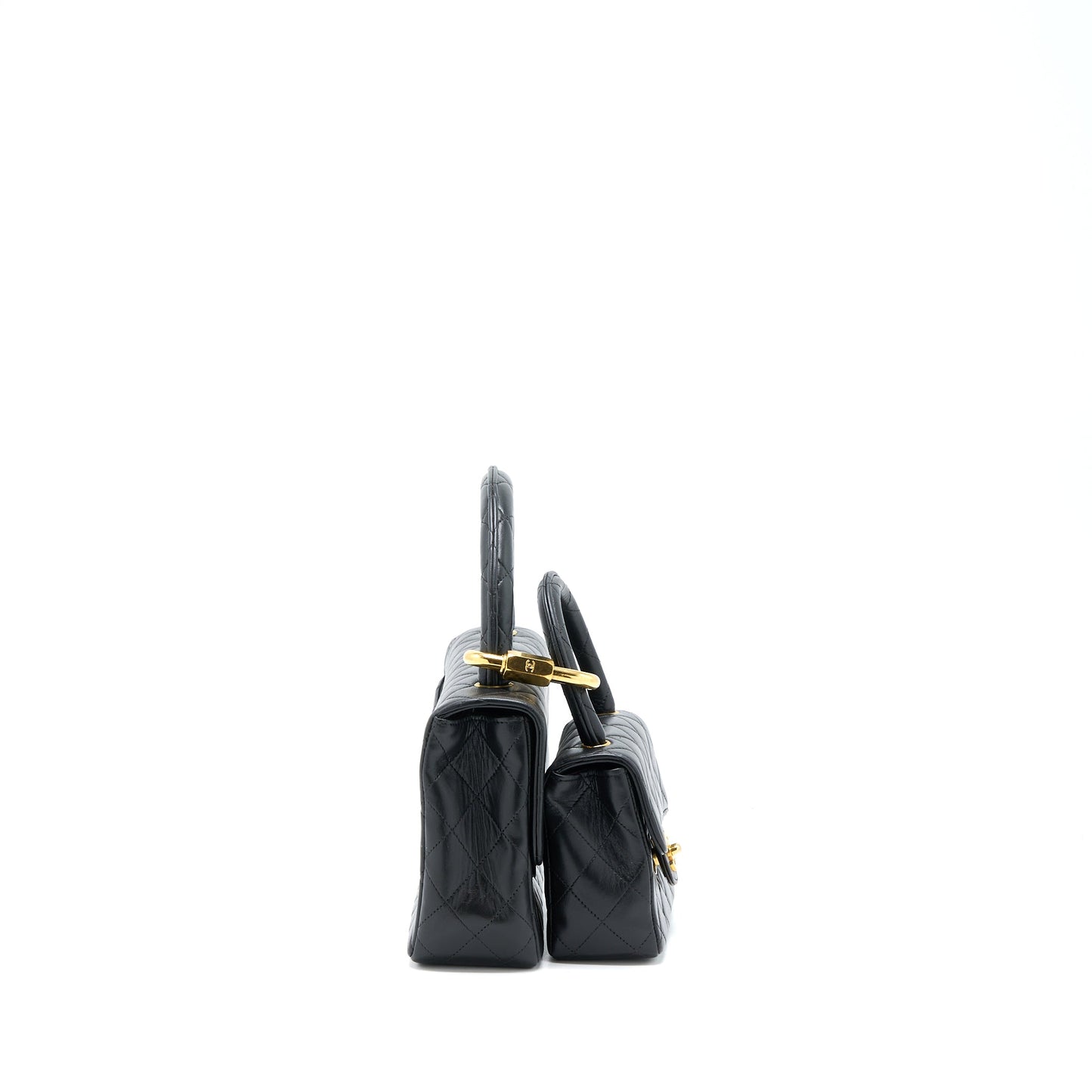 Chanel Vintage 2 in 1 Single Flap Bag Lambskin Black GHW