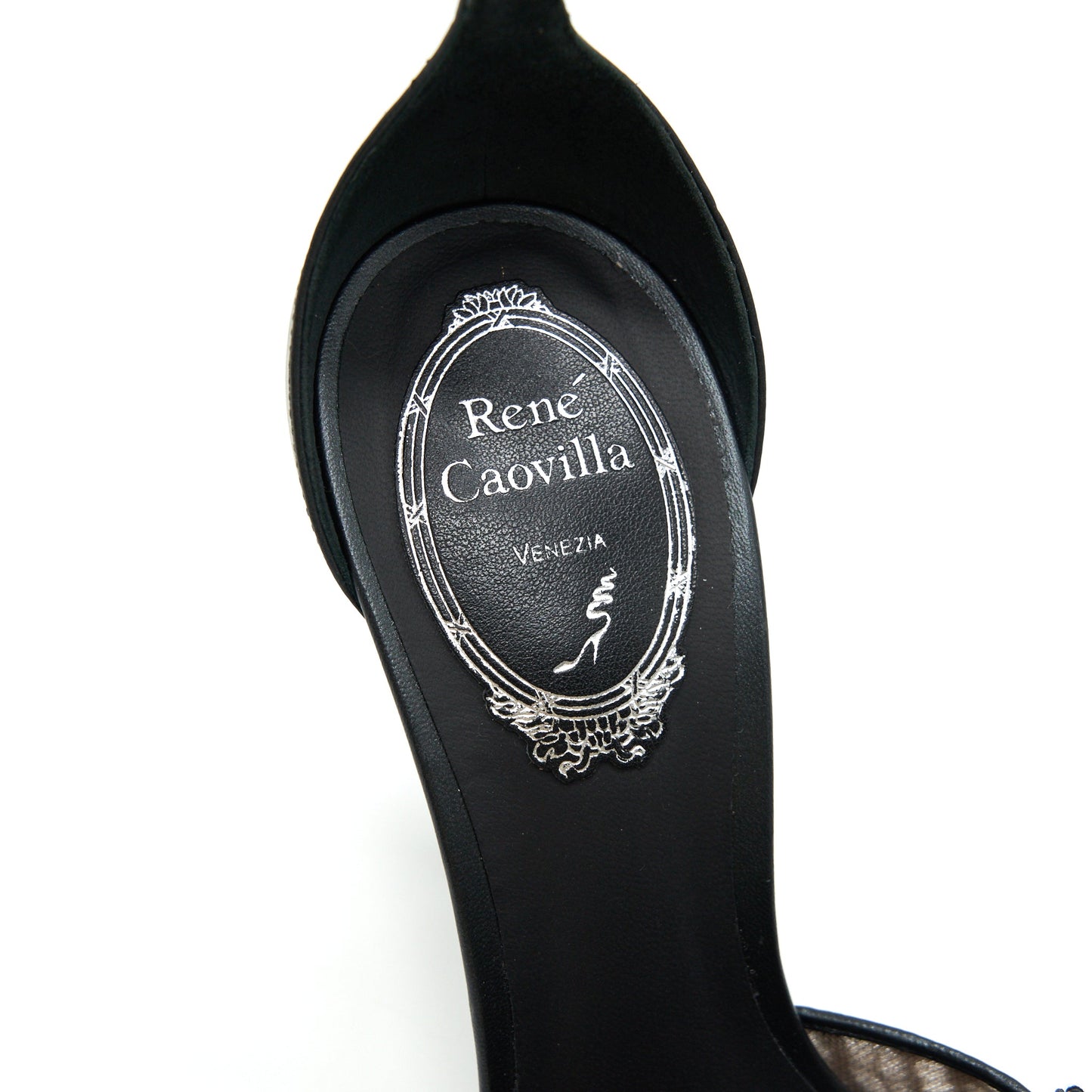 RENE CAOVILLA VENEZIANA ANKLET PUMP BLACK LACE SIZE 37