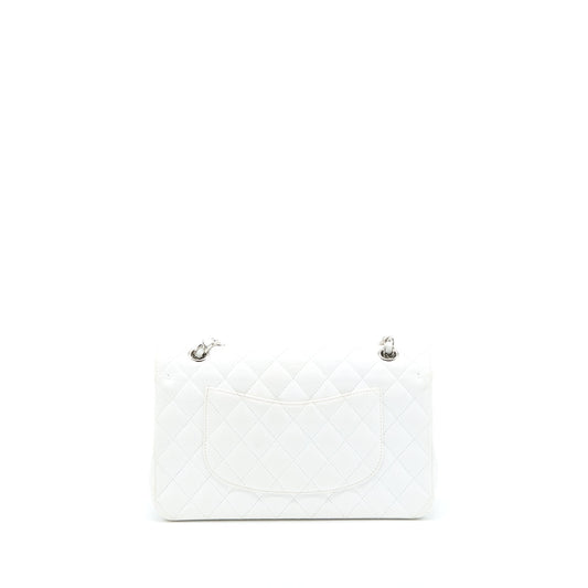 Chanel Medium Classic Flap Caviar White SHW