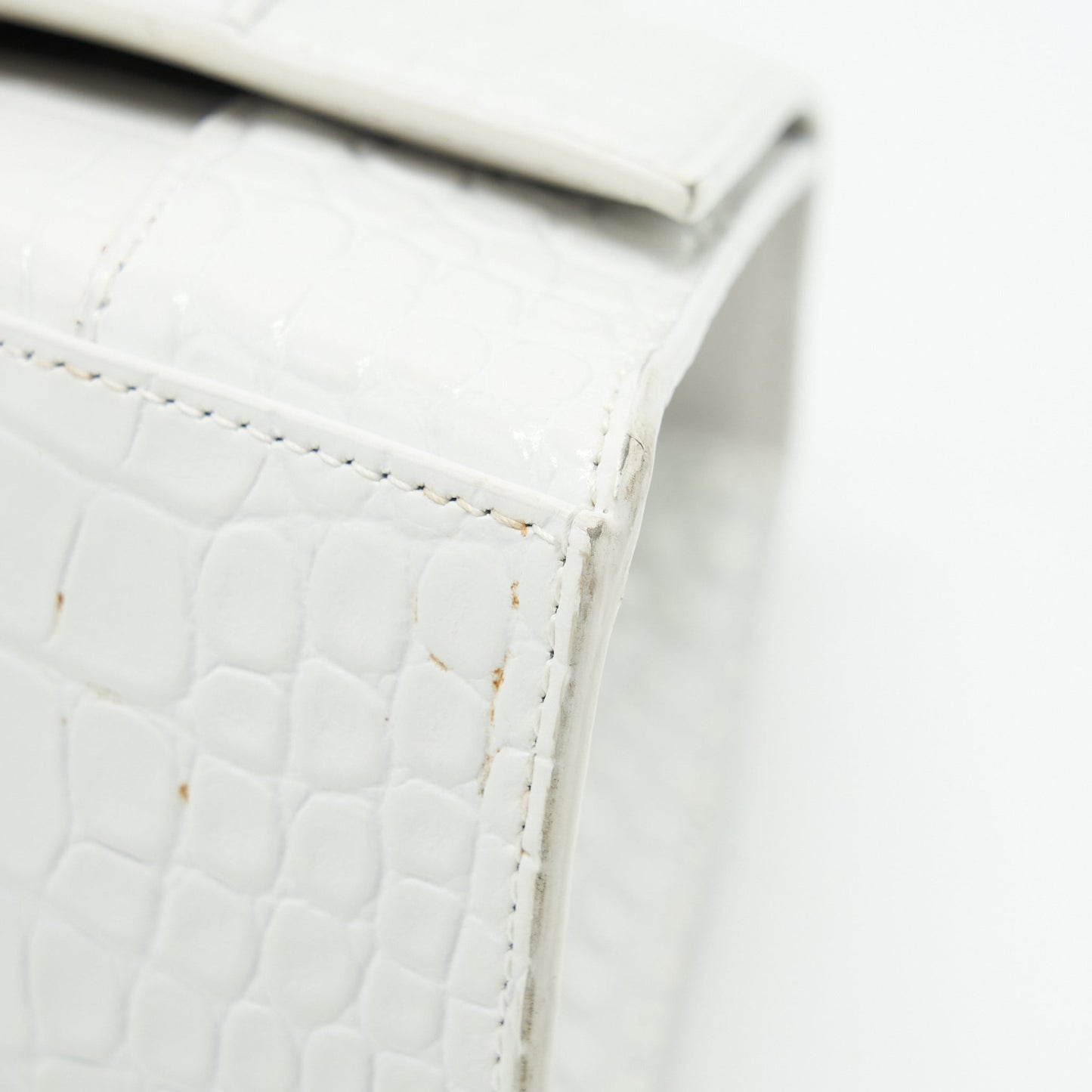 Balenciaga Hourglass S Croc embossed Calfskin White SHW