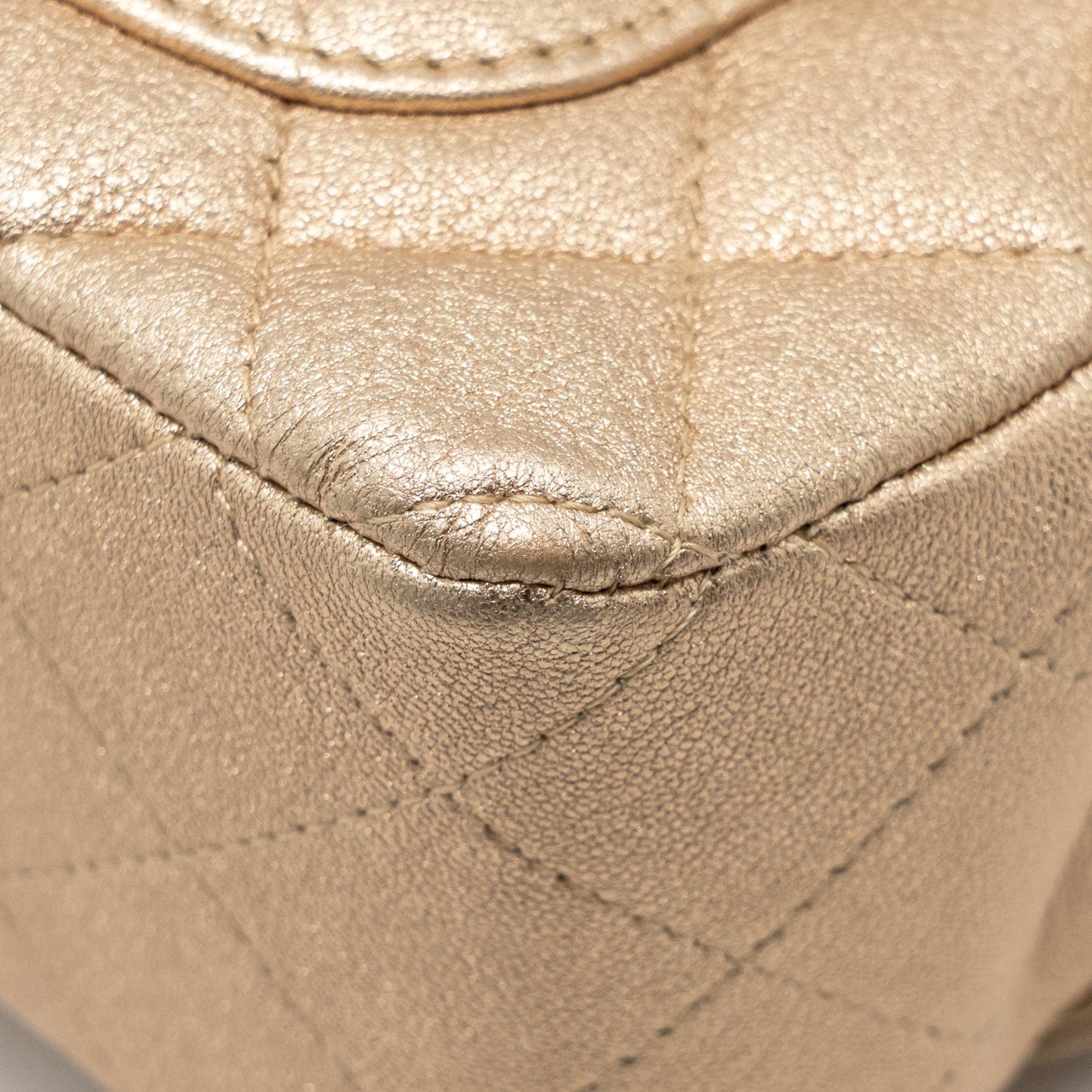 Chanel Mini Rectangular flap bag lambskin metallic gold LGHW