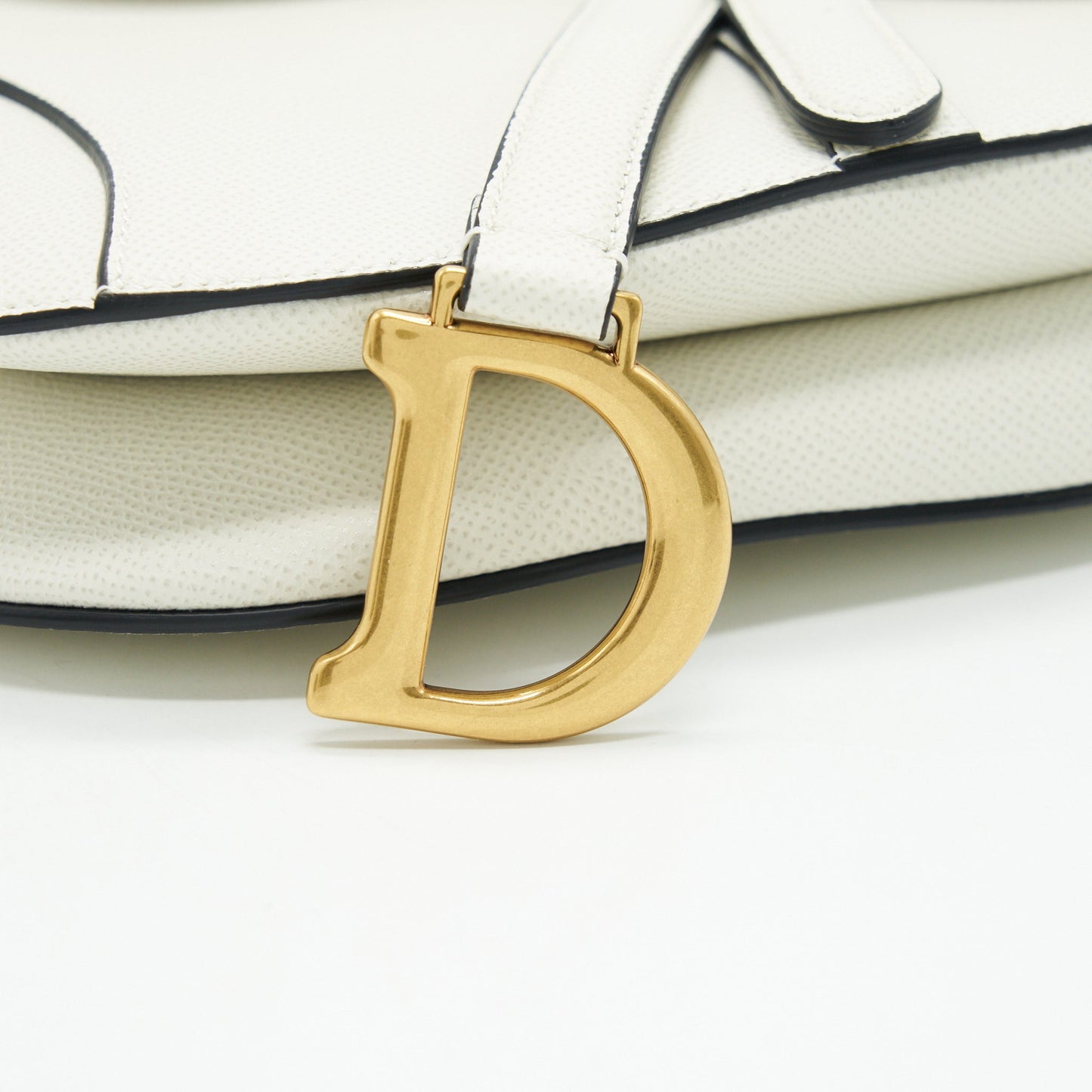 CHRISTIAN DIOR SMALL SADDLE BAG WHITE GHW